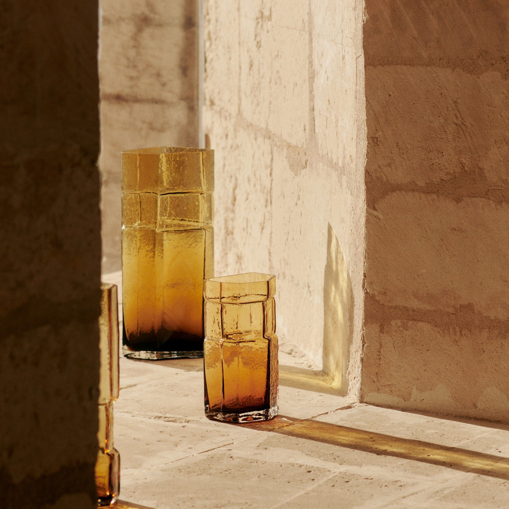 FERM LIVING Muro Vase - 15 Inch Tall Recycled Amber Glass Vase for Modern Home Decor, Centerpiece, Wedding & Living Room Display