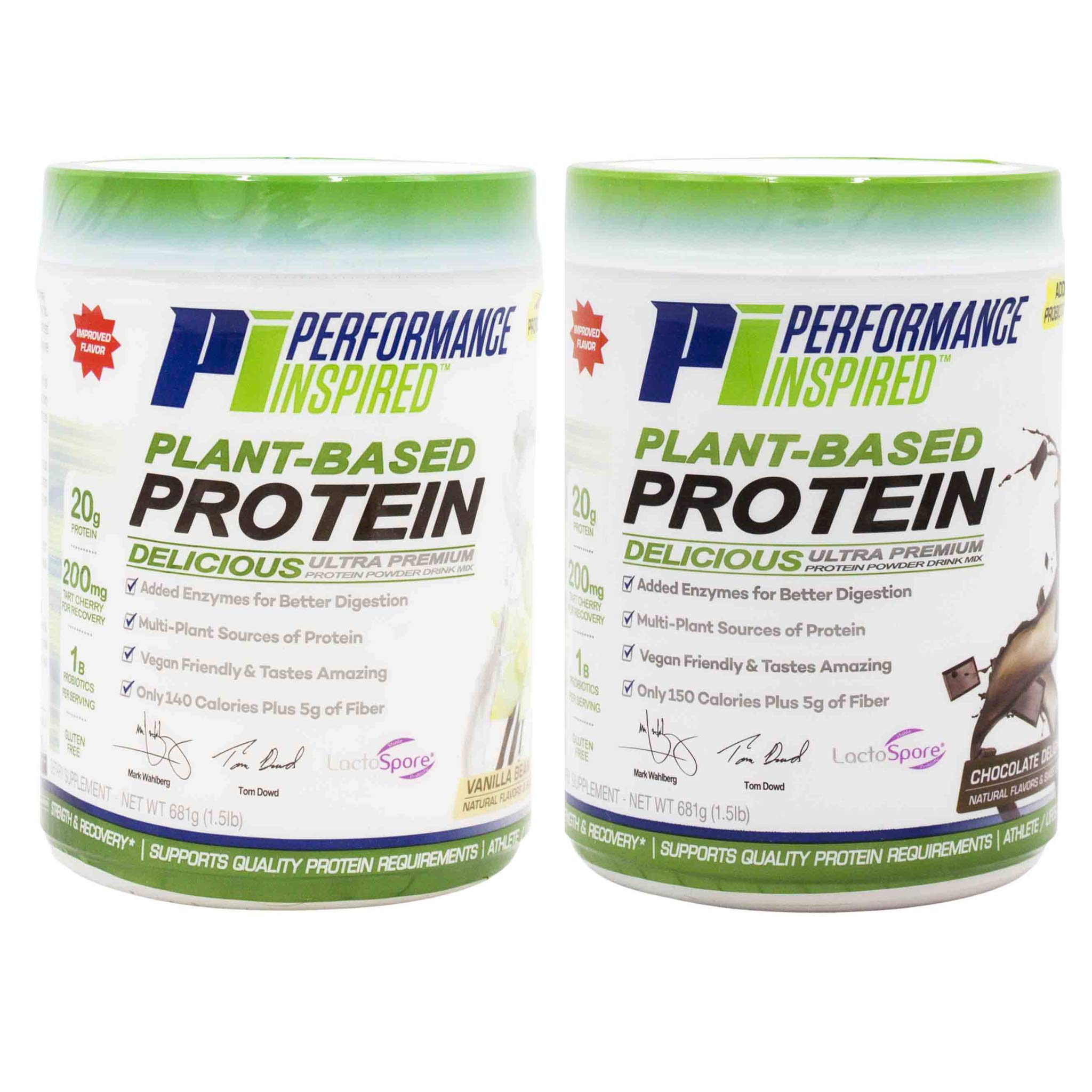 Performance Inspired Nutrition Plant-Based Protein Powder - All Natural Vanilla Bean Flavor, 20G Protein, 1B Probiotics & Digestive Enzymes - Gluten Free Vegan Protein Supplement for Muscle Recovery & Weight Management (1.5lb) - Perfect for Post-Workout Shakes & Healthy Smoothies