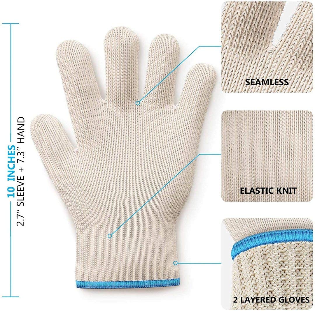 Heat Resistant Oven Gloves - 3 Pairs Cotton Kitchen Mitts with Fingers, Pot Holders for Baking, Grilling & Cooking - Perfect for BBQ, Baking Bread & Handling Hot Pans