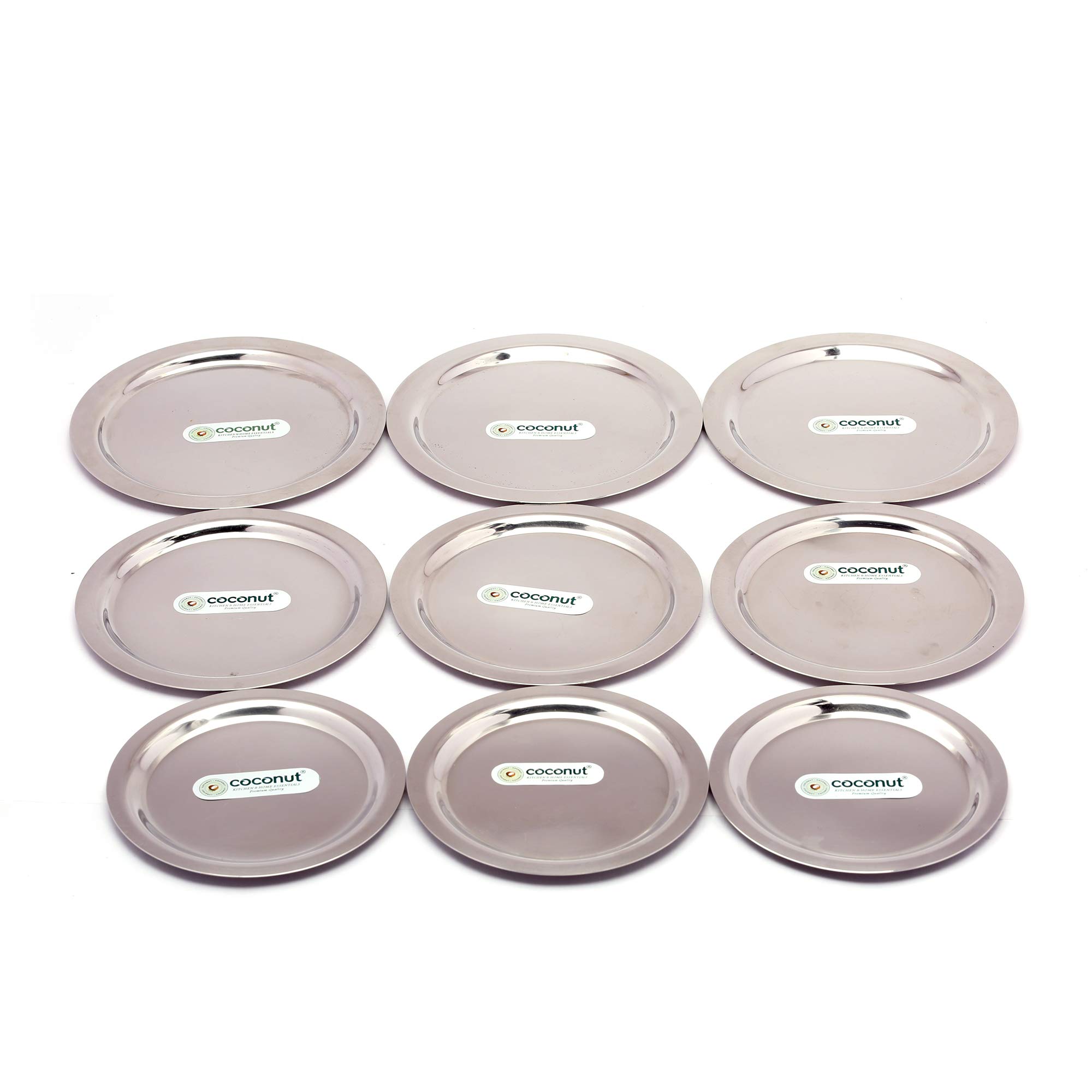 Premium 9-Piece Stainless Steel Cookware Lid Set - Heavy Duty 12cm, 13.5cm & 15cm Kitchen Utensil Covers (3 Sizes, 3 Lids Each) | Durable Coconut Design for Pots & Pans | Perfect for Cooking, Baking & Food Storage