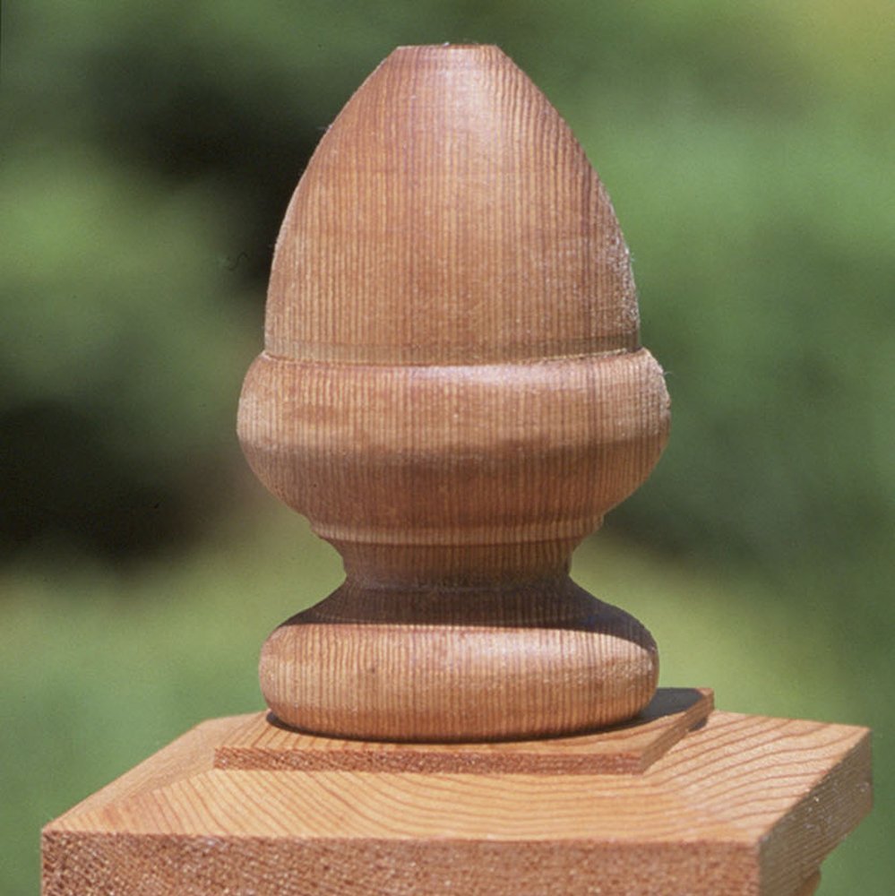 Wooden Acorn Decorative Finial - Cedar Wood, 3-1/16