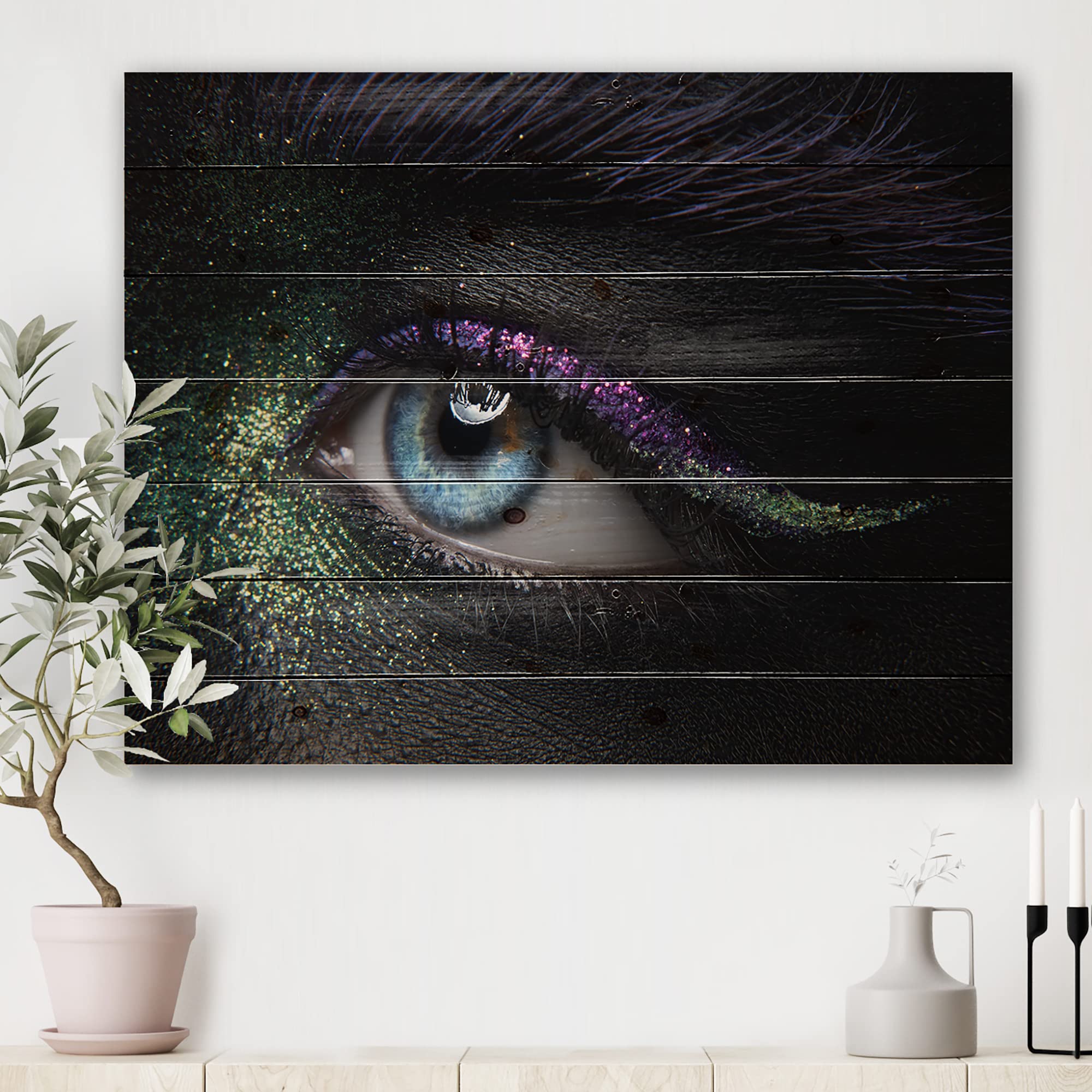 Modern Green & Purple Wood Wall Art - Contemporary Pine Decor for Living Room