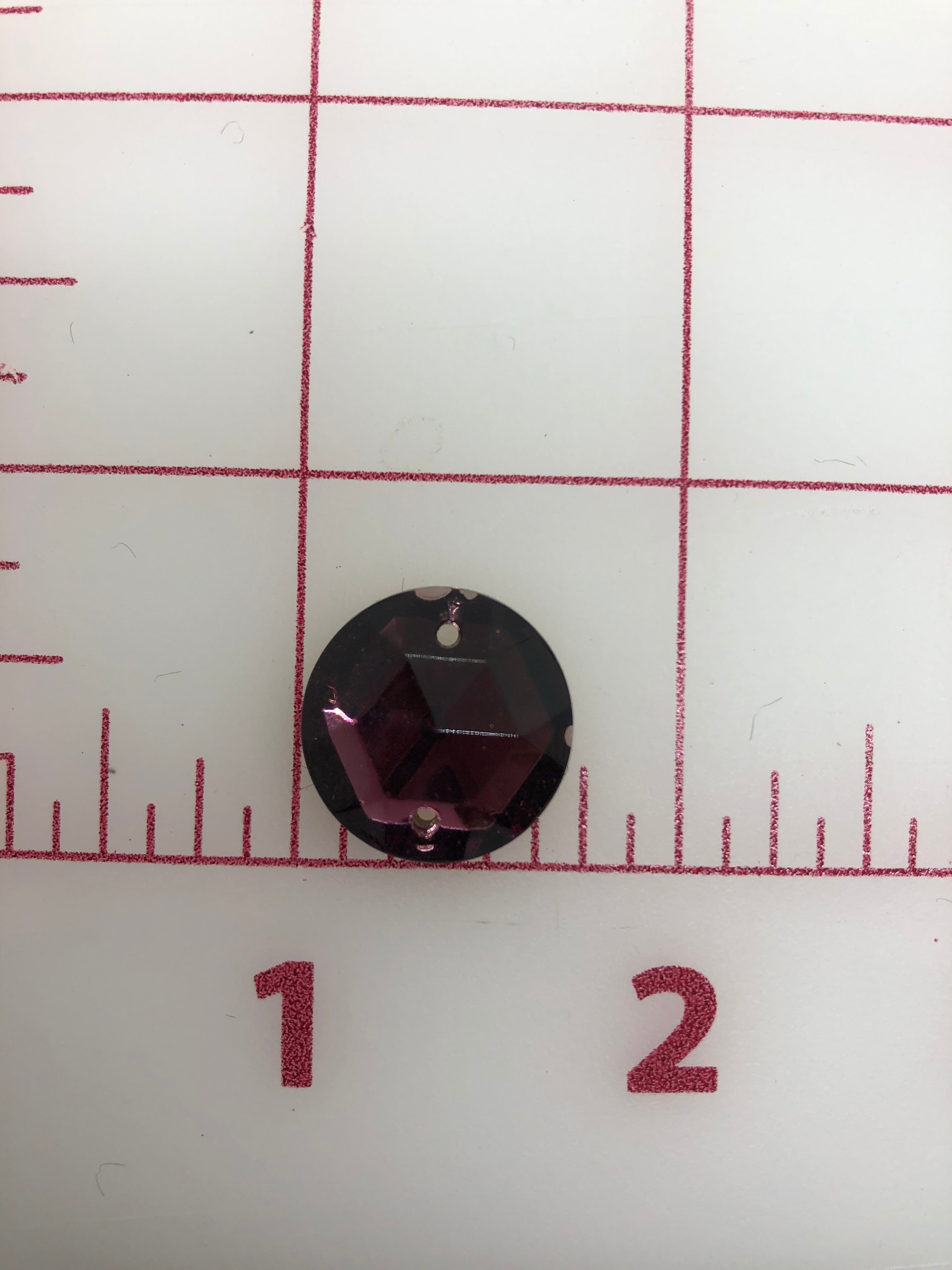 18mm Czech Amethyst Round Rhinestones - 3 Pack Sew On Flatback Gems for DIY Jewelry, Costumes, and Crafting Projects