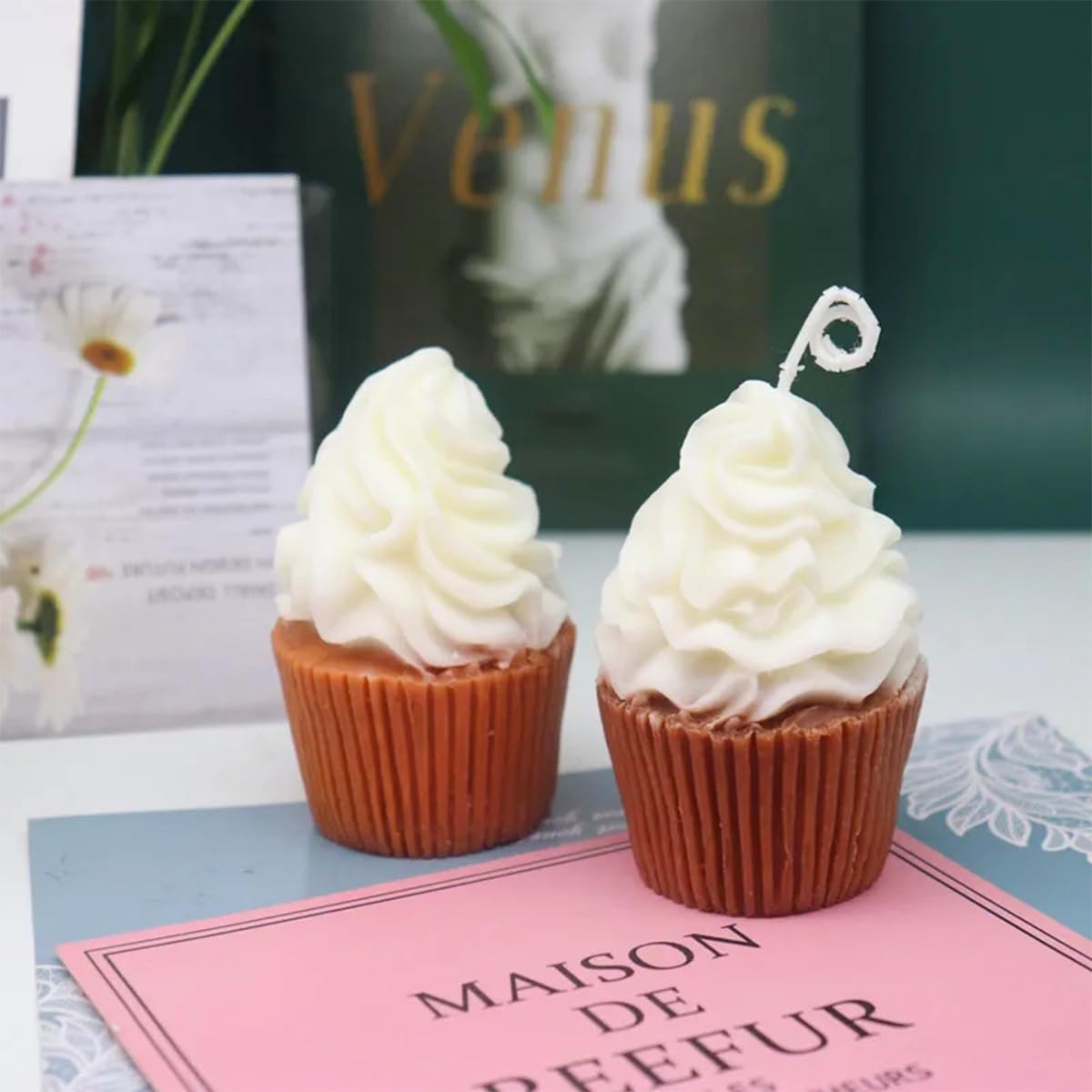 3D Silicone Cupcake & Ice Cream Cone Mold for DIY Soap, Candle, Wax, Resin, and Clay Crafts – Perfect for Homemade Dessert-Shaped Candles, Soaps, and DIY Projects