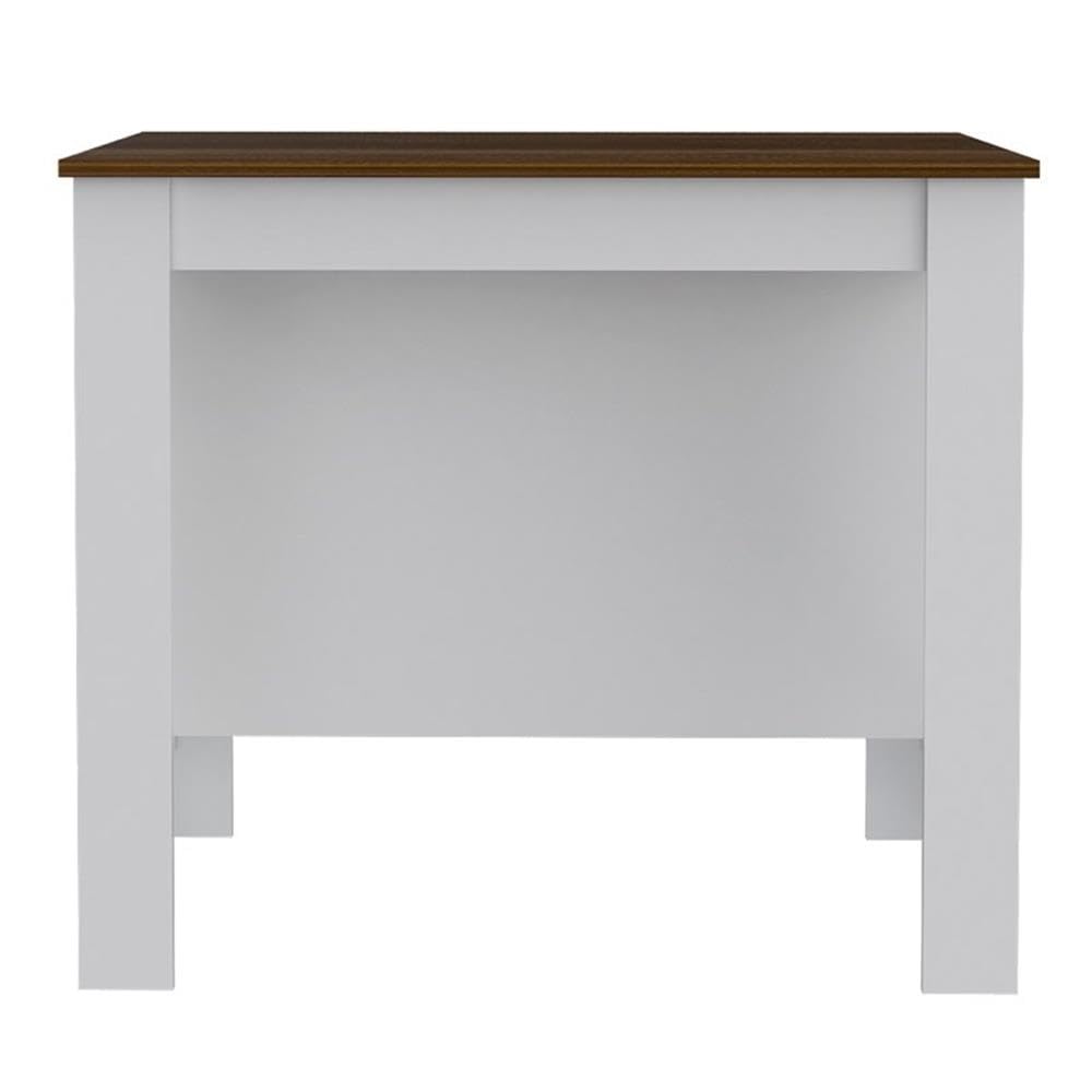 Modern Engineered Wood Kitchen Island with Storage - White/Walnut Finish | Stylish Breakfast Bar & Prep Station for Small Kitchens | Durable Countertop for Cooking & Entertaining