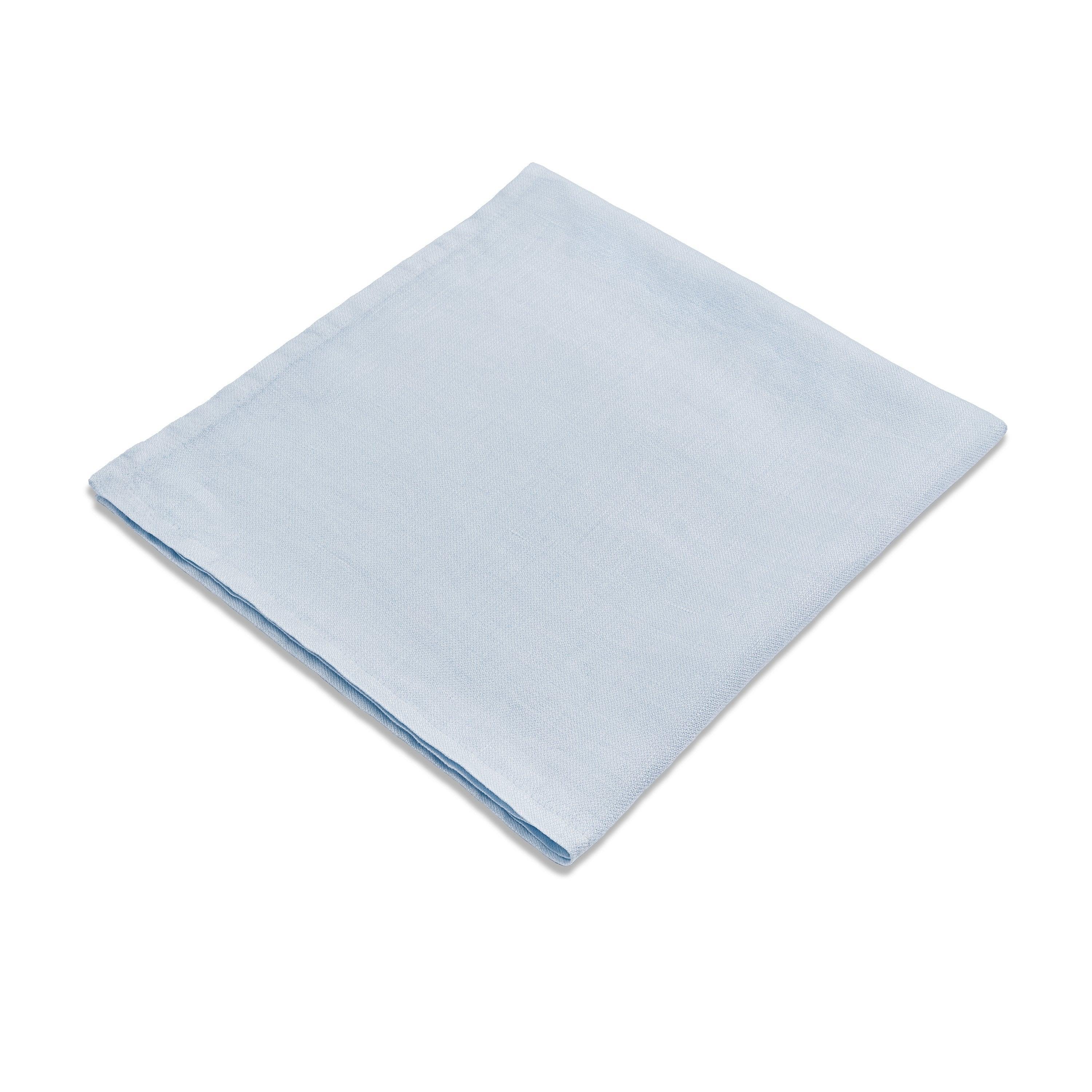 Premium Linen Sateen Napkins Set of 4 - Soft Light Blue Table Linens for Elegant Dining, Wedding Decor & Dinner Parties