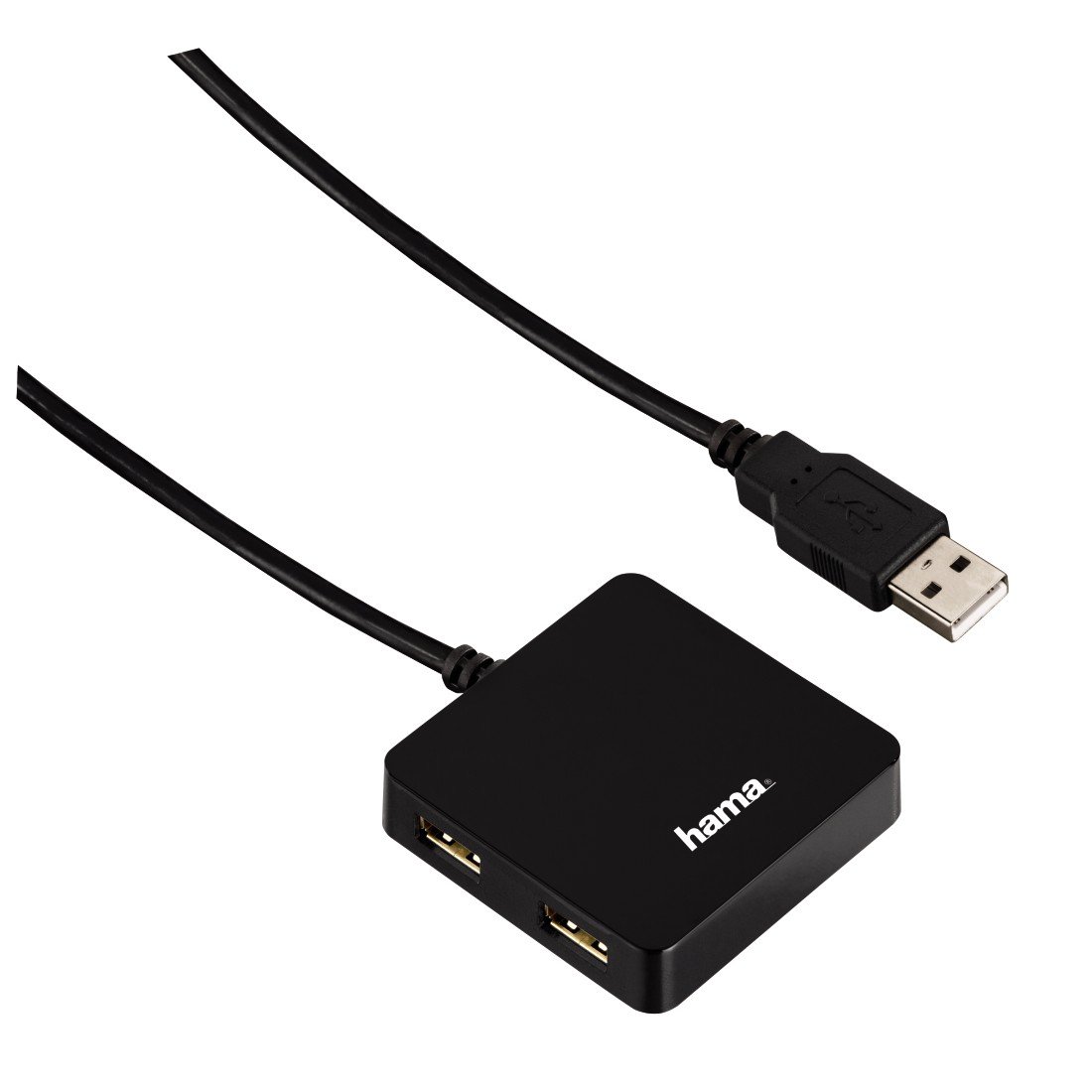 Hama Multiquad 1:4 USB 2.0 Hub with Bus Power for Laptop, PC, MacBook & iMac - Black | Expand Connectivity for Home Office, Gaming & Workspace Setup