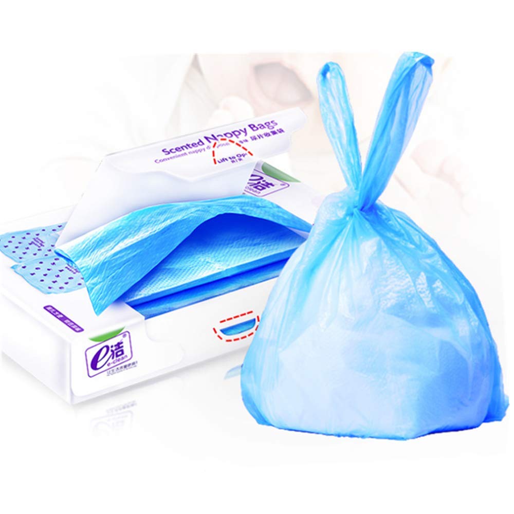 **Scented Baby Diaper Disposal Bags - 90 Count, Blue | Easy-Tie Travel Nappy Bags for On-the-Go Parents | Perfect for Diaper Changes at Home, Daycare & Travel**