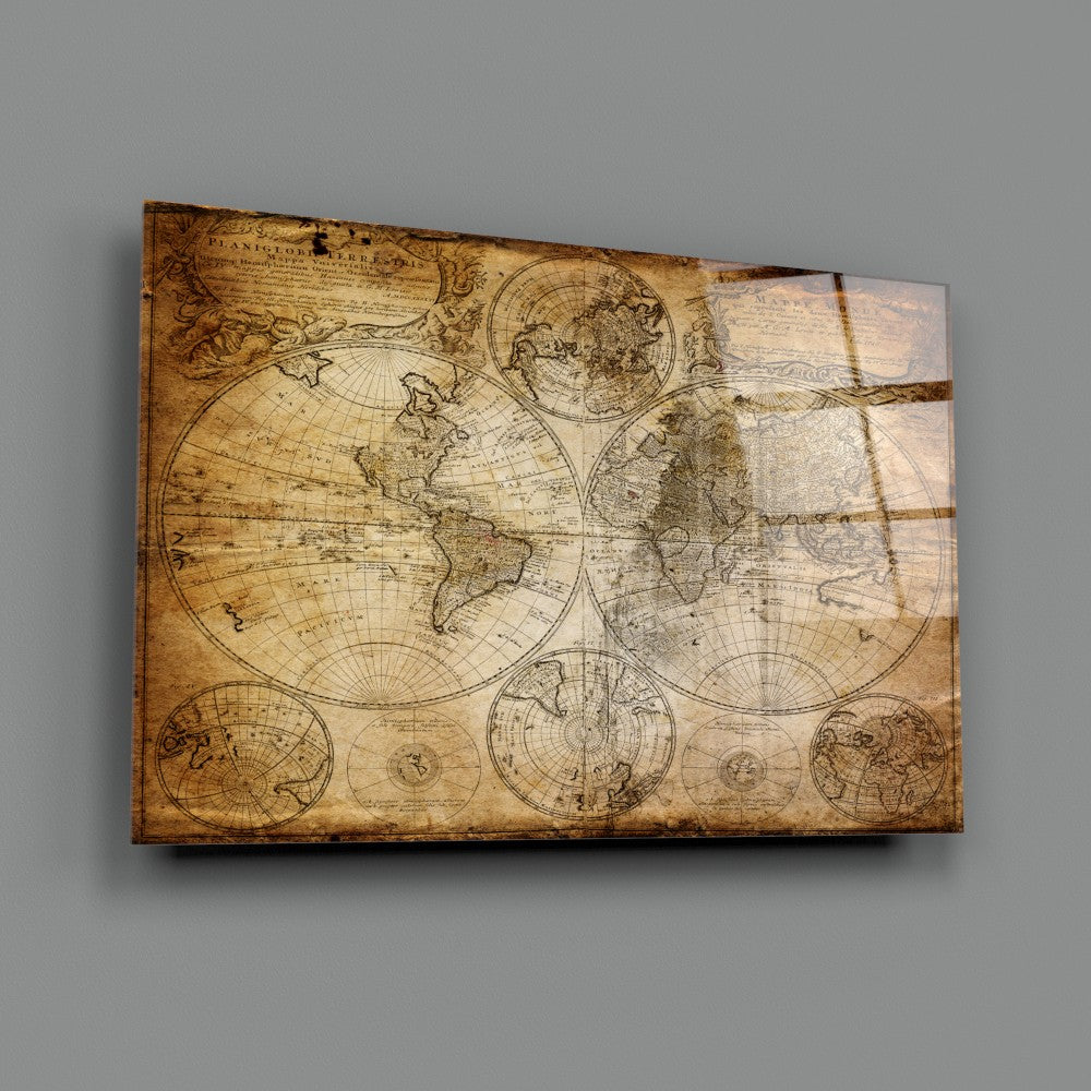 World Map Glass Wall Art - Elegant Decorative Piece for Home, Office & Gifts - Perfect for Living Room, Bedroom or Study Decor