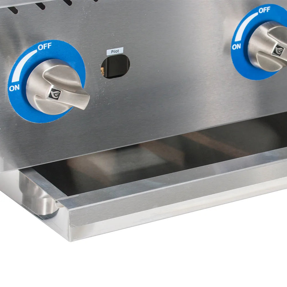 Globe GCB24G RK 24-Inch Countertop Gas Charbroiler - Commercial Restaurant Grill for Burgers, Steaks & Seafood - Perfect for Diners, Food Trucks & Catering