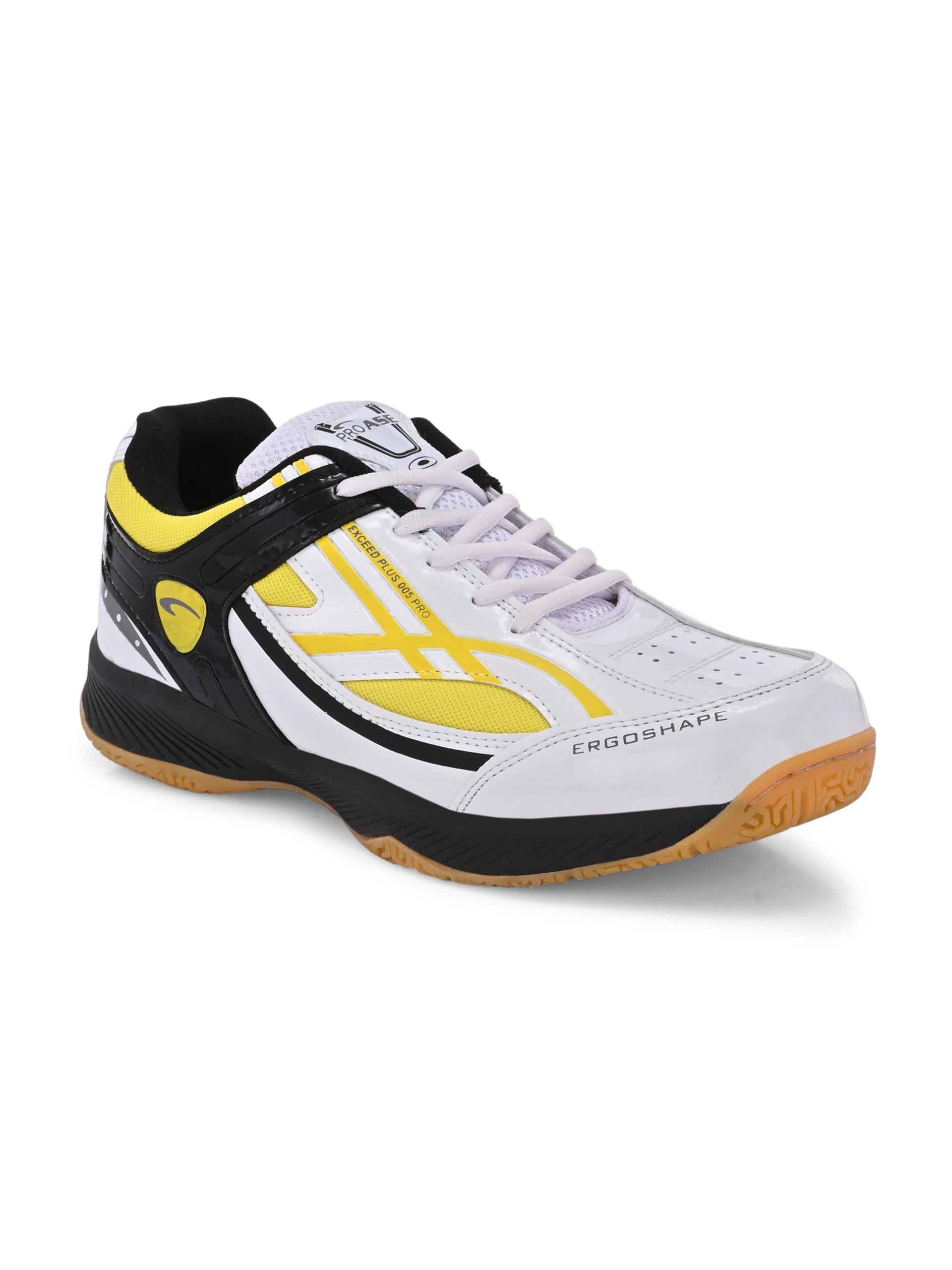 Pro ASE Non-Marking Badminton Shoes - Lightweight & Durable Indoor Court Shoes for Squash, Table Tennis, Pickleball | X-Cushion Technology, Active Grip Sole & Toe Assist | Men's Women's Unisex Sports Shoes in Yellow, Red, Green | Perfect for Gym, Club & Tournament Play