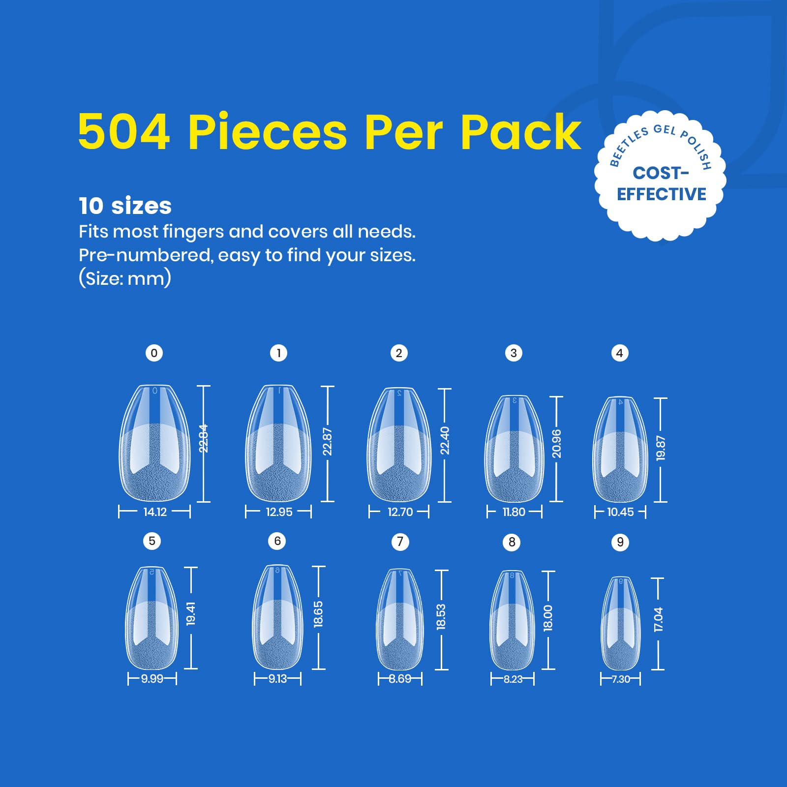 Beetles Gel Coffin Nail Tips 504Pcs - DIY Press On Nails for Salon & Home Use