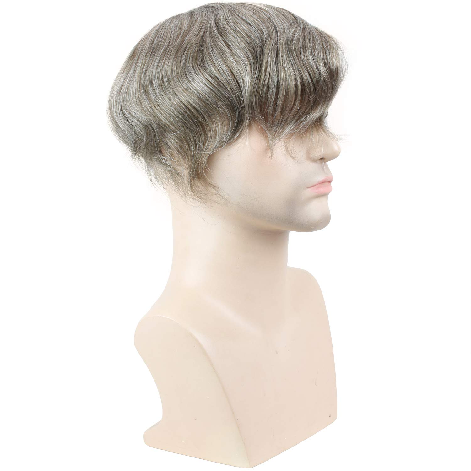 Premium Men's Toupee Hairpiece - 10x8 Inch Hair Replacement System with 80% #7 Color & 20% Grey - Natural Look for Thinning Hair & Baldness - Perfect for Daily Wear, Work & Social Events