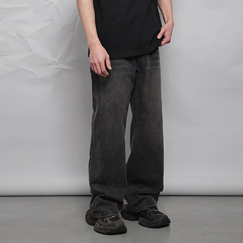 American Style Stretch Waist Jeans for Men - Loose Fit Straight Leg Wide Denim Pants - Summer Casual Fashion Trousers (9C6632) - Perfect for Outdoor Activities, Travel & Everyday Wear