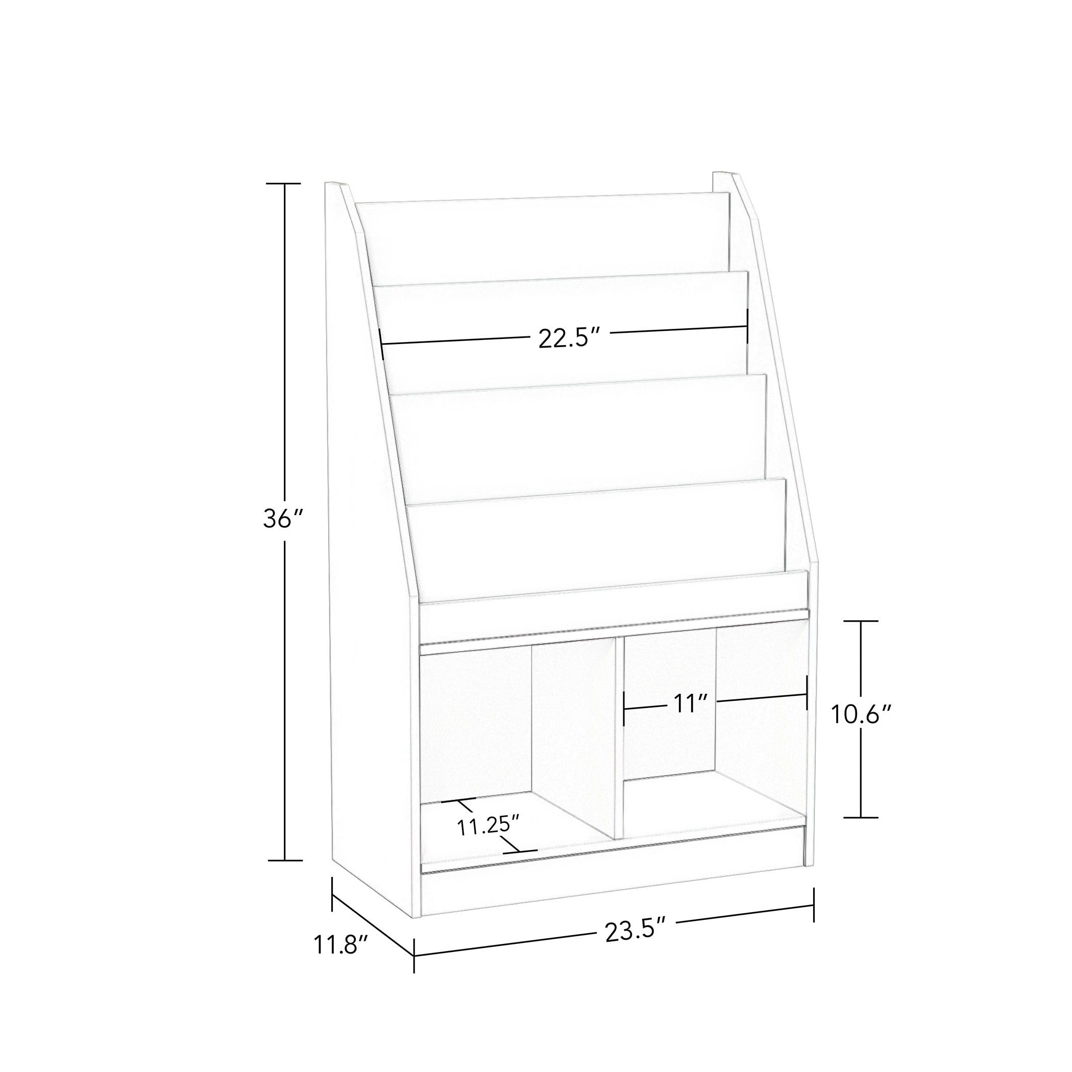 RiverRidge Kids Bookshelf and Toy Storage Organizer - 4-Tier Book Rack with 2 Cubbies & 2 Coral Bins - Space-Saving Nursery Bookshelf for Bedroom, Playroom or Classroom - Perfect for Organizing Children's Books, Toys and School Supplies