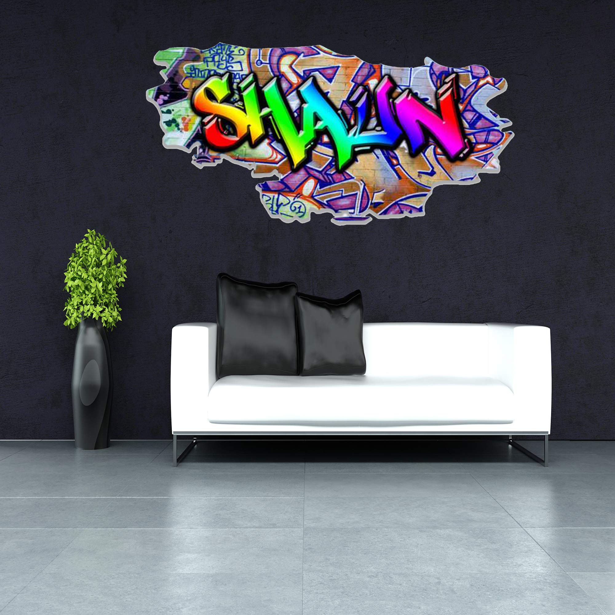Custom 3D Graffiti Name Wall Decal - Personalized Vinyl Art Sticker | Removable Peel & Stick Wall Decor | No Border Room Art | XXLarge (MYS169) | Perfect for Kids' Rooms, Dorm Decor & Creative Home Design