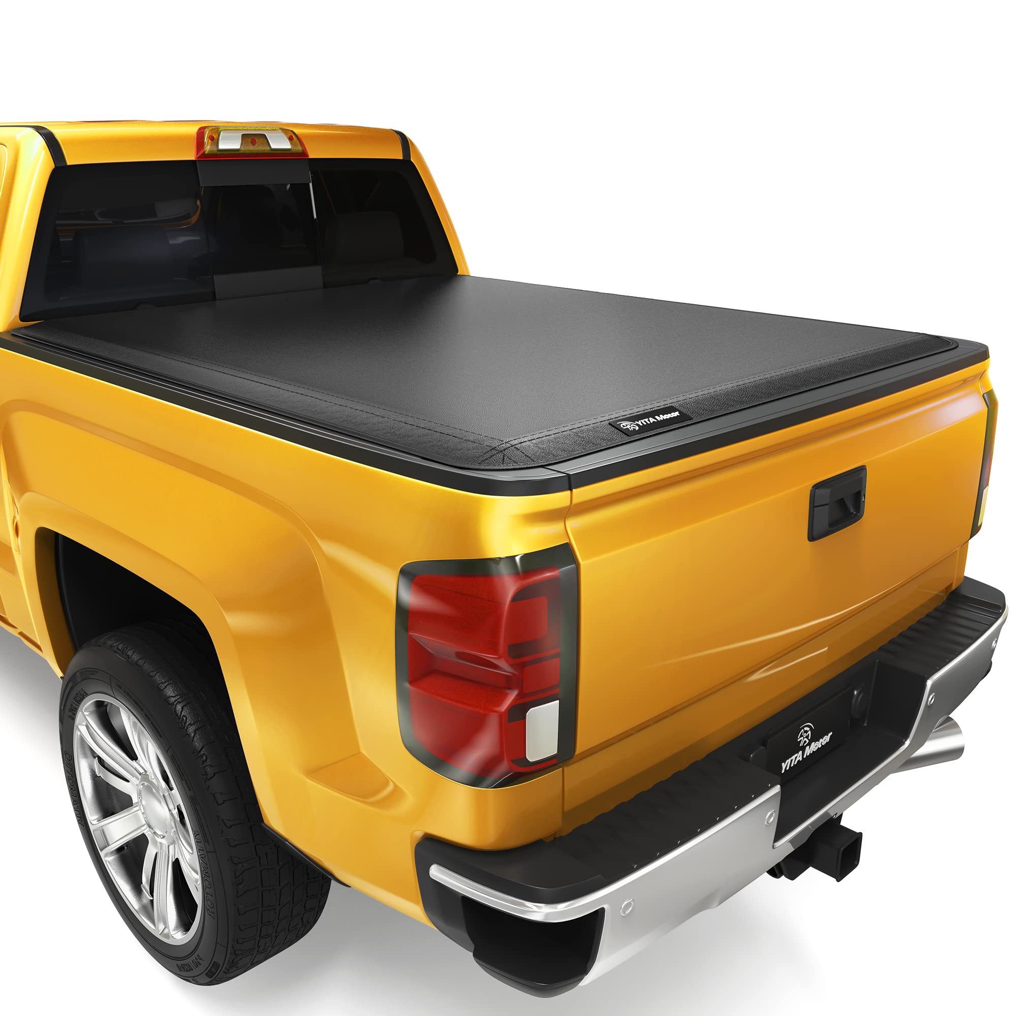 YITAMOTOR Soft Tri-Fold Truck Bed Tonneau Cover for 2014-2018 Chevy Silverado & GMC Sierra 1500, 2019 Legacy/Limited Fleetside 6.6 ft Bed | Weatherproof & Secure Cargo Protection | Perfect for Camping, Hauling & Outdoor Adventures