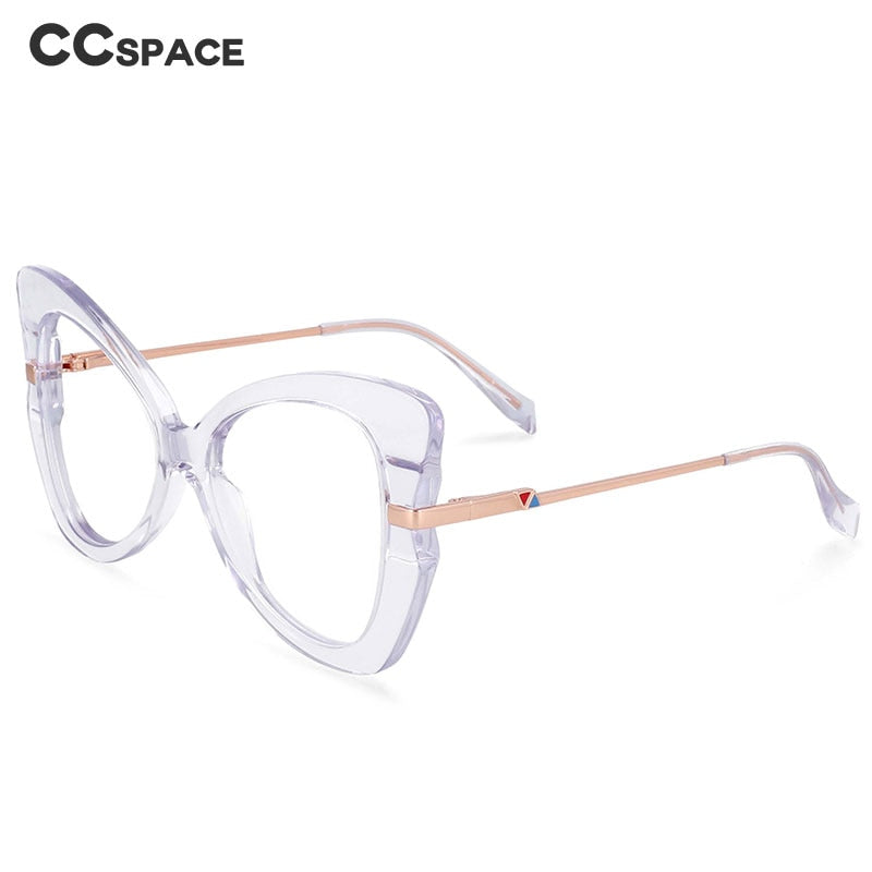 CCspace Women's Full Rim Oversized Acetate Alloy Butterfly Frame Eyeglasses 54326 - Fashionable Reading Glasses for Women, Trendy Cat Eye Glasses for Work & Daily Wear
