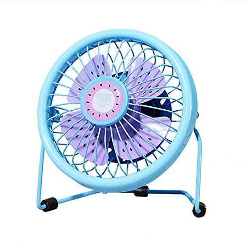 KKJJ Mini USB Desk Fan - Powerful Quiet Personal Air Cooler with Strong Airflow, Portable Electric Fan for Home Office & Travel (Blue) | Perfect for Cooling Workspaces, Bedrooms & Outdoor Use
