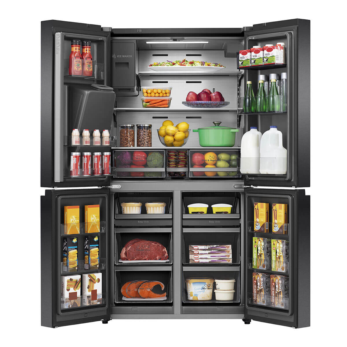 Hisense 585L PureFlat Eclipse Refrigerator - Dark Stainless Steel HRCD586TBWB - Large Capacity French Door Fridge for Modern Kitchen & Family Use