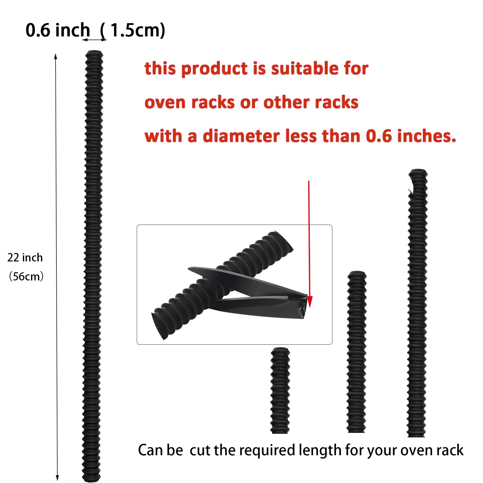 Extra Long 22 Inch Silicone Oven Rack Cover – Heat Resistant Oven Rack Guards & Edge Protector – BPA & PFOA Free – Fits All Standard Ovens – Prevents Burns & Scars – Black – Perfect for Baking, Roasting & Kitchen Safety