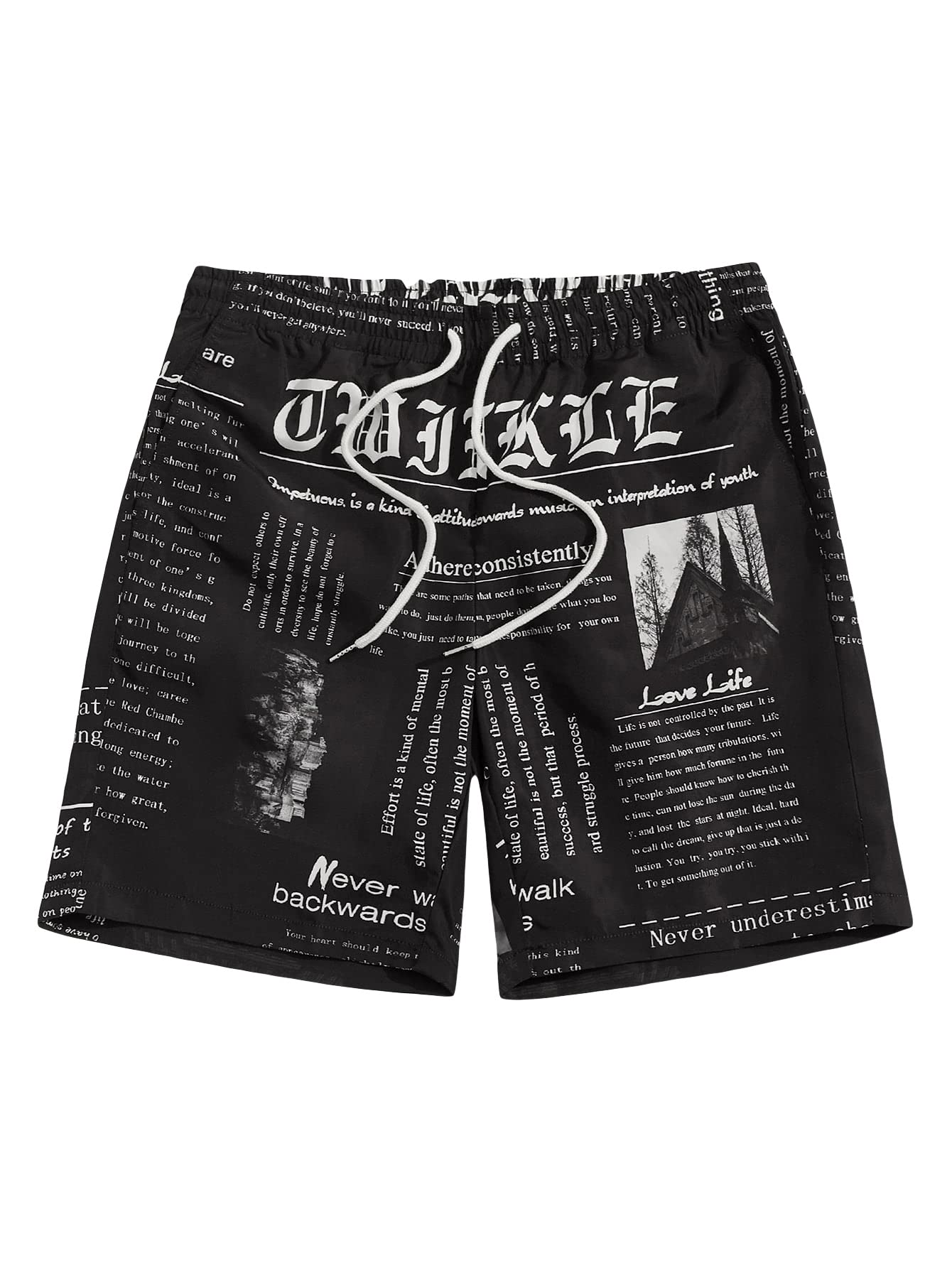GORGLITTER Men's Athletic Shorts with Graphic Print & Drawstring Waist - Comfortable Workout Gym Running Track Pants for Training & Casual Wear