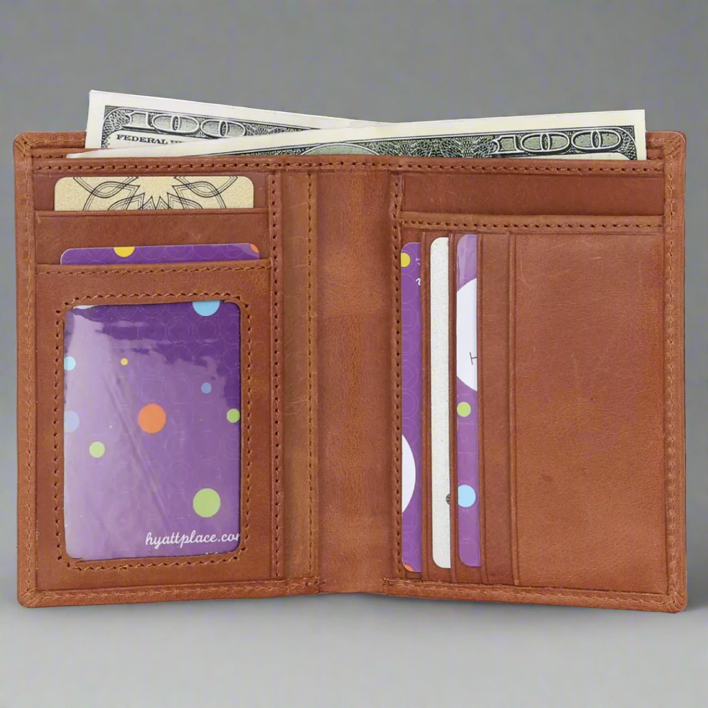 Premium MET Men's Upright Leather Wallet - Slim RFID Blocking Bifold Wallet for Men - Perfect for Travel, Business & Everyday Use