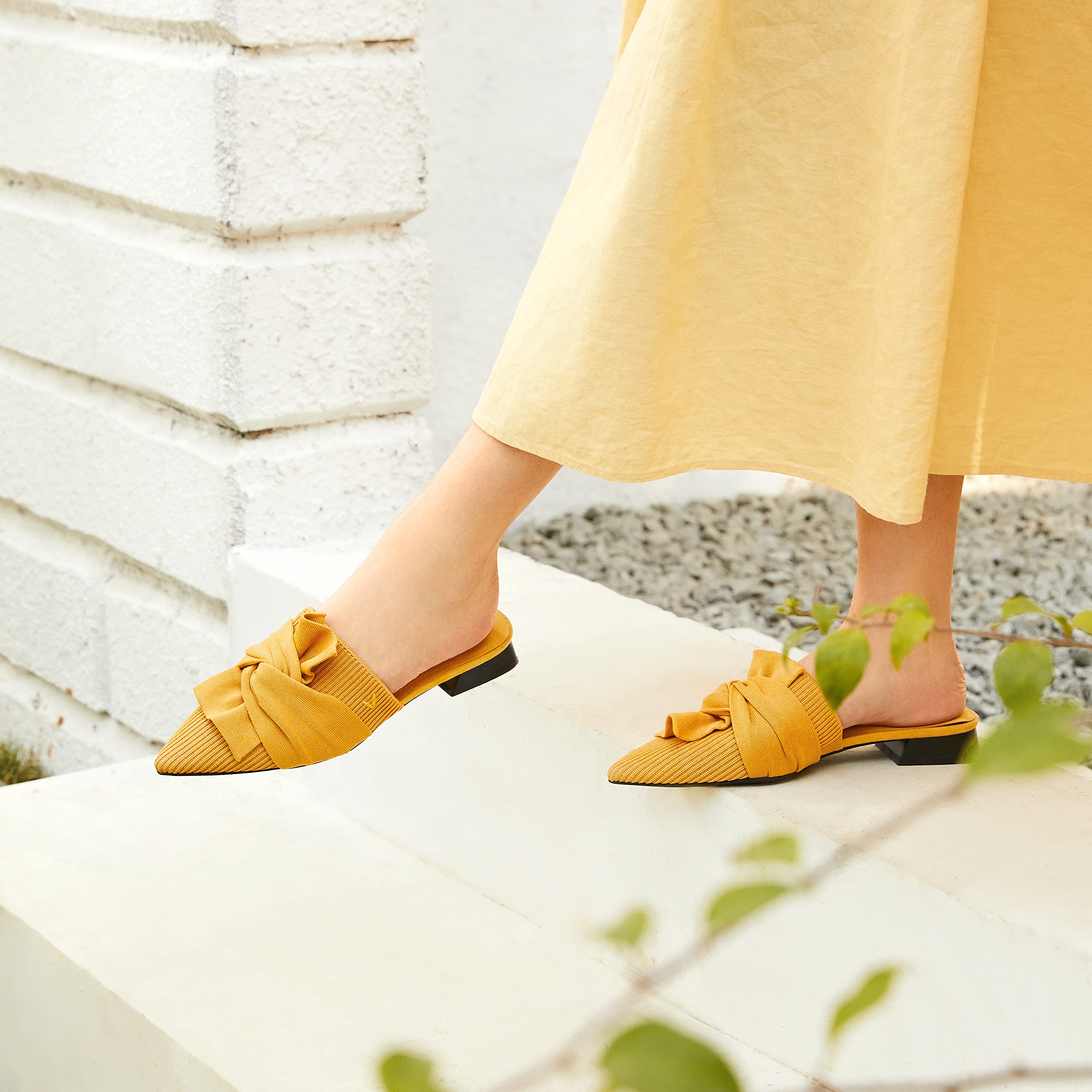 VIVAIA Yaffa Women's Slip-On Pointed Toe Knot Mules - Washable Casual Shoes for Comfort & Style | Perfect for Office, Travel & Everyday Wear