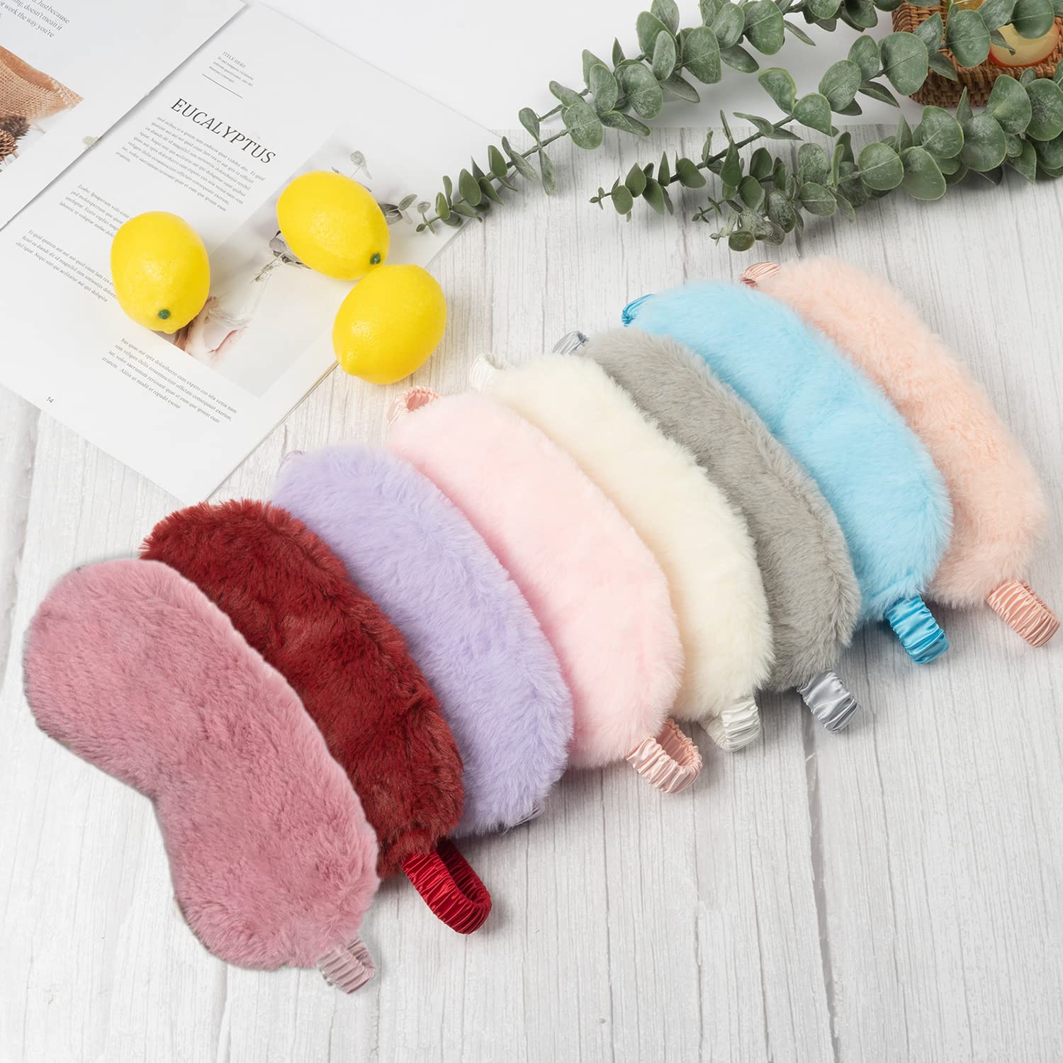RAYNAG 4 Pack Soft Plush Sleep Mask - Comfortable Blindfold Eye Cover for Sleeping, Travel & Relaxation - Cozy Fluffy Furry Design with Silky Fabric Backing - Perfect Gift for Sleepovers, Birthdays & Party Favors (Purple) - Ideal for Night Use, Airplane Travel & Nap Time