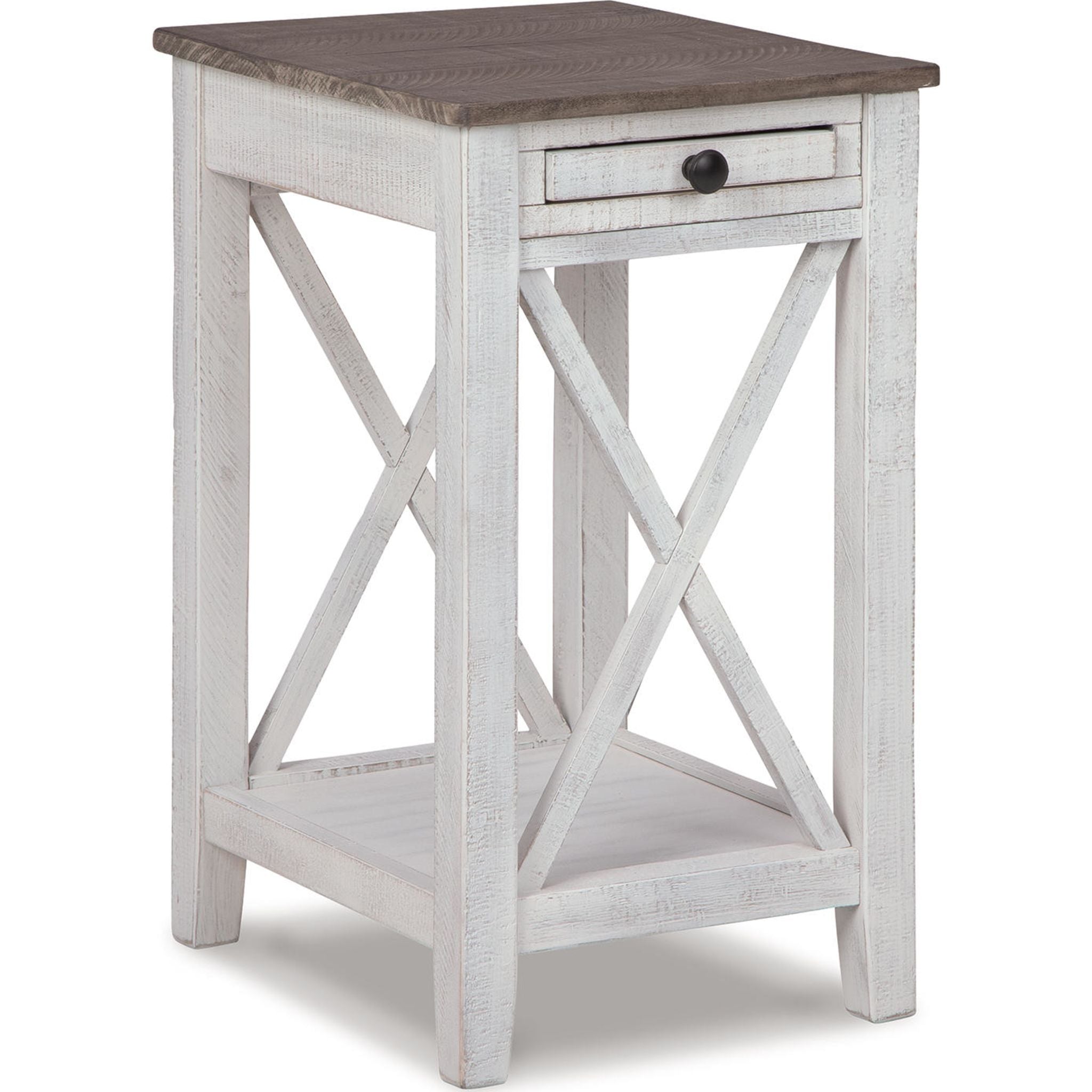 Adalane Modern Accent Table - White & Gray Side Table for Living Room, Bedroom, or Office - Perfect for Small Spaces & Home Decor