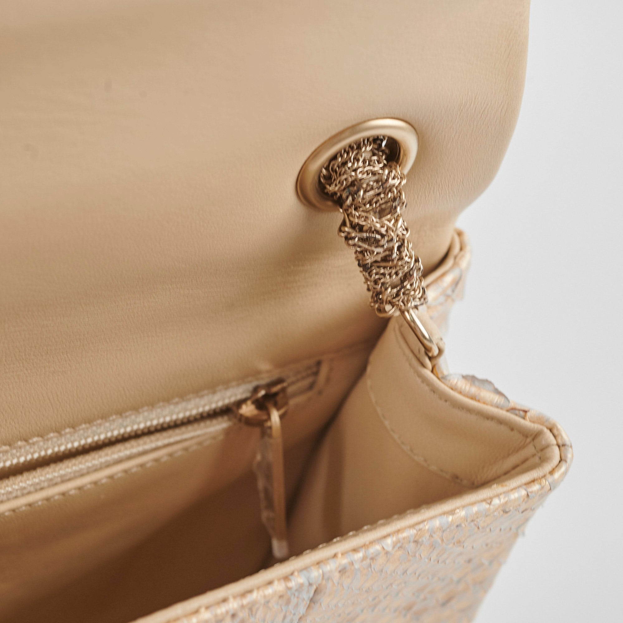 Chanel Python Flap Bag Light Gold - Luxury Designer Handbag for Women | Perfect for Evening Parties, Weddings & Special Occasions