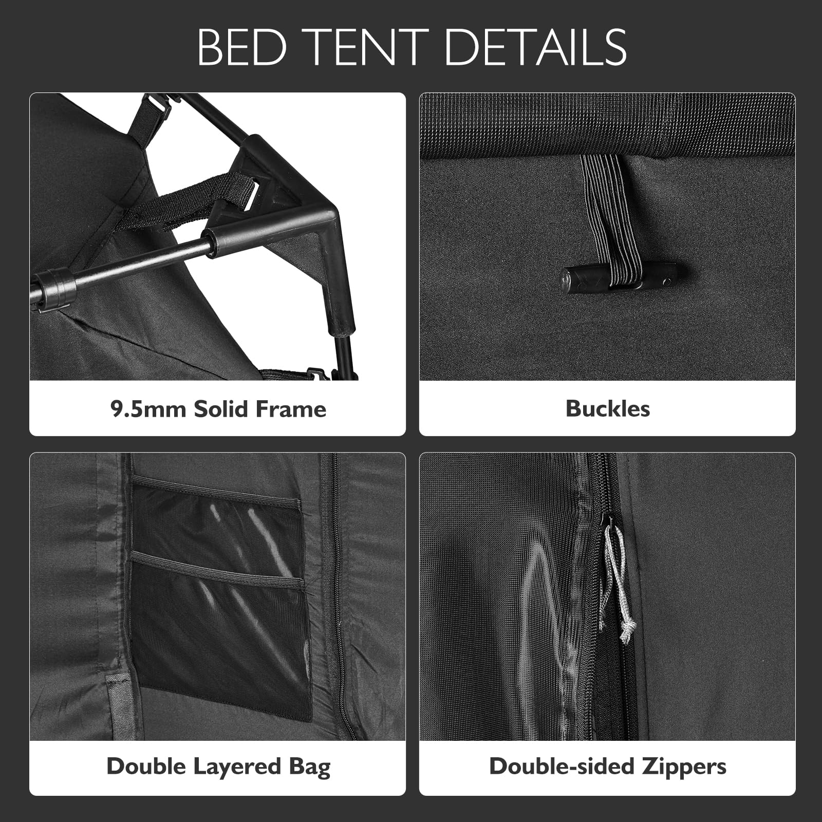 BORNA Full Size Bed Tent Canopy for Adults & Kids - Portable Sleeping Tent with 3 Doors, Breathable Privacy Space for Indoor Use | Perfect for Camping, Sleepovers & Cozy Bedroom Retreats (Mattress Not Included)