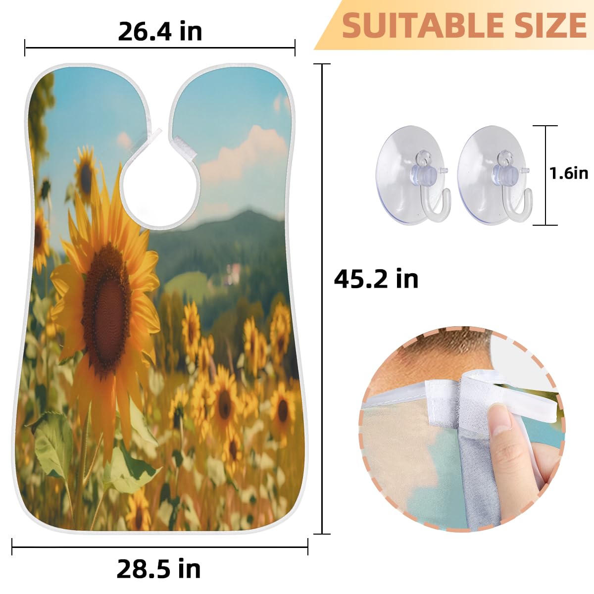 **Men's Sunflower Print Beard Shaving Bib - Waterproof Hair Dye & Makeup Apron for Barbers, Stylists & DIY Grooming - Sink Hair Catcher & Beard Trimming Accessory - Perfect for Home Salon, Barber Shops & Gifts**