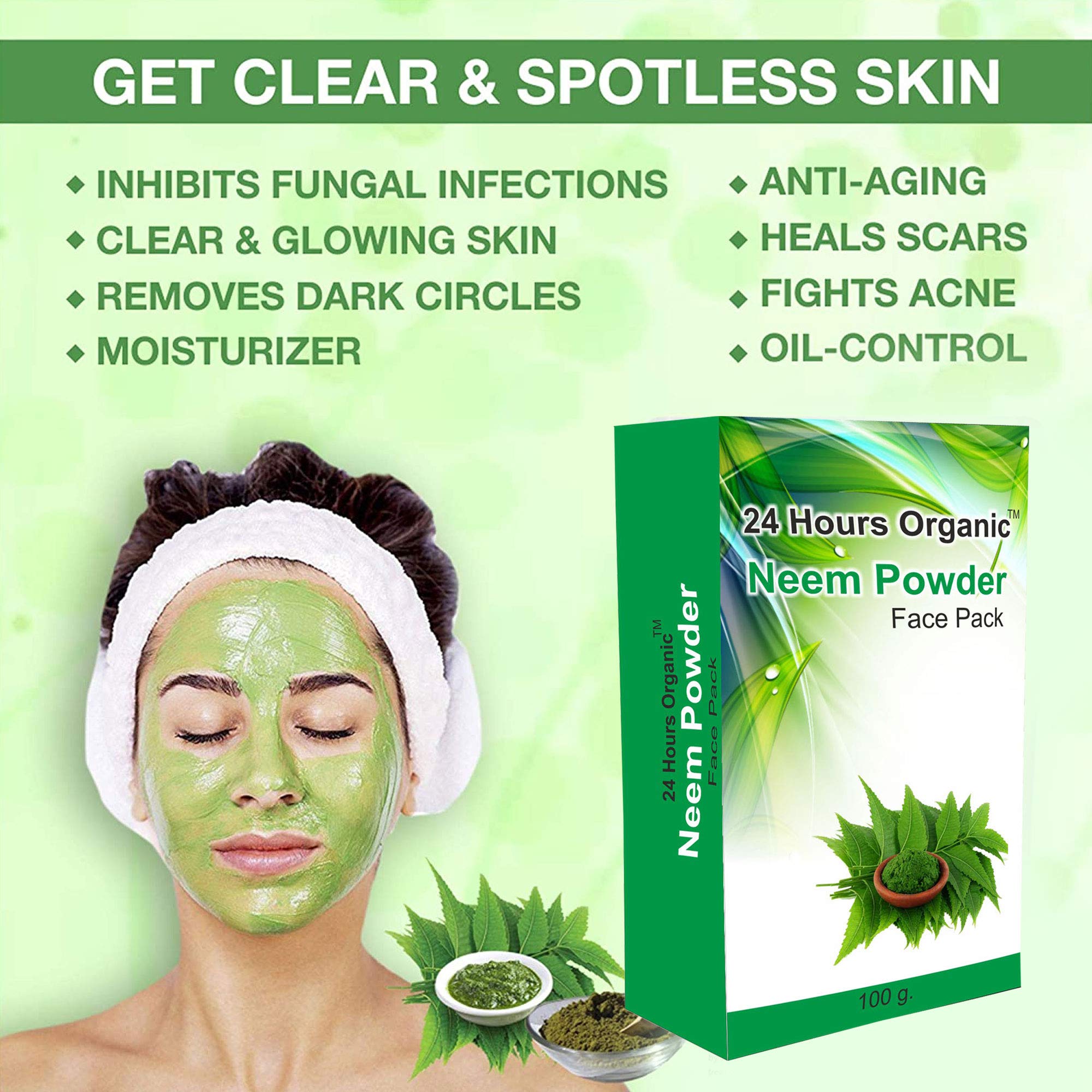 Organic Neem Purifying Face Pack - Skin Toning, Smoothing & Blackhead Removal | Anti-Acne, Oil Control & Tan Removal | 100g for Glowing Skin | Perfect for Daily Skincare & Acne-Prone Skin