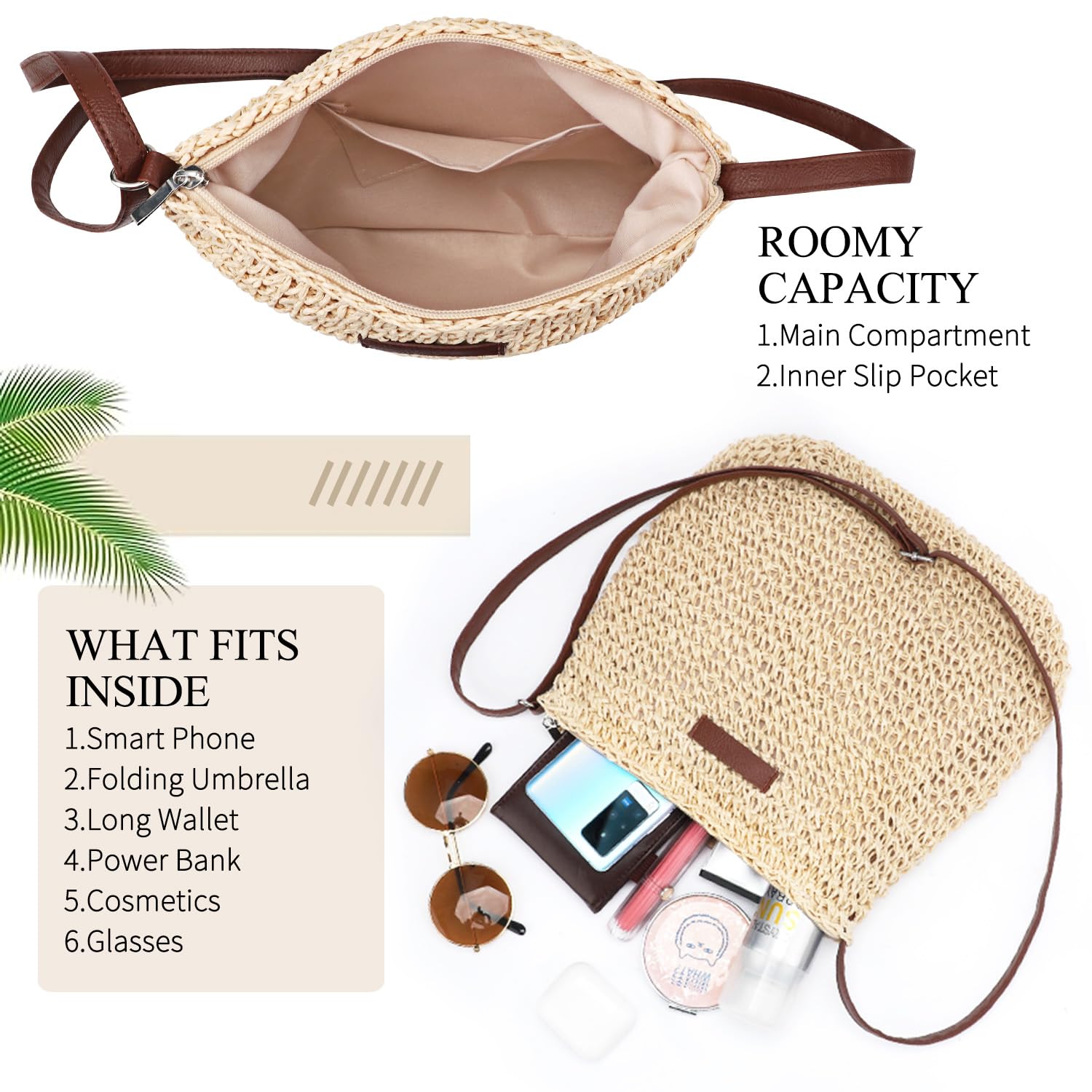 Stylish Ayieyill Straw Clutch Bag for Women - Hand-Woven Shoulder & Crossbody Purse - Perfect for Summer Beach, Vacation & Boho Fashion Outfits