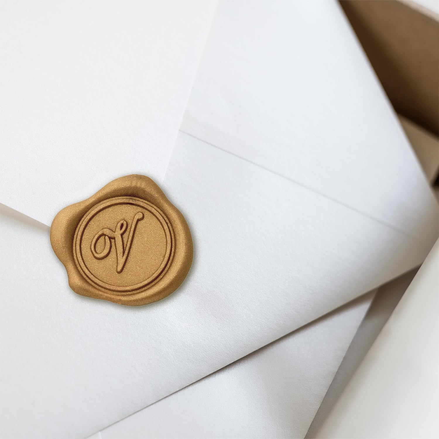 Gold Alphabet Wax Seal Stickers - 25 Pack Self-Adhesive Initial Letter V Seals for Wedding Invitations, Envelopes, Stationery & DIY Scrapbooking - Elegant Decorative Wax Stamps for Letters, Cards & Gift Wrapping