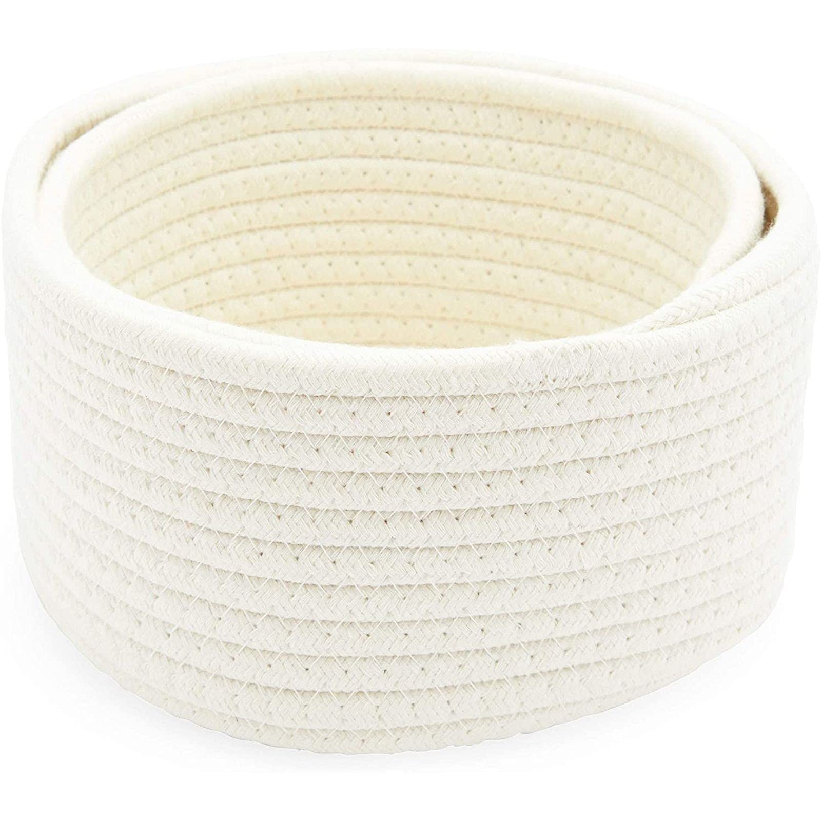 Farmlyn Creek Cotton Woven Storage Baskets - White Organizer Bins (2 Sizes, 2 Pack) - Perfect for Home Organization, Nursery, Laundry & Bathroom Storage