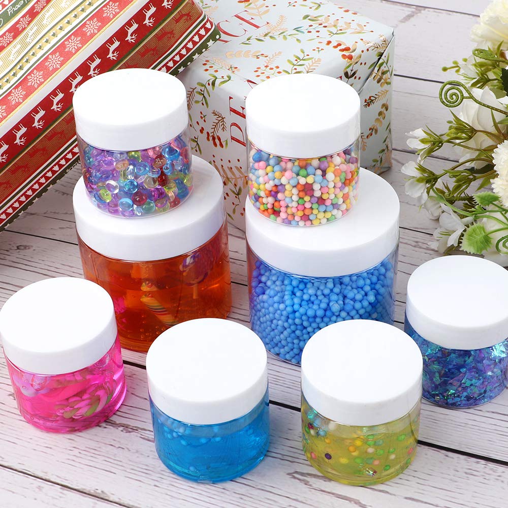 24-Pack Empty Slime Containers - 12 x 6oz & 12 x 2oz Plastic Storage Jars with Lids & Labels | DIY Slime, Glitter, Jewelry Making, Foam Beads Supplies | Perfect for Kids Crafts, Party Favors & Classroom Activities