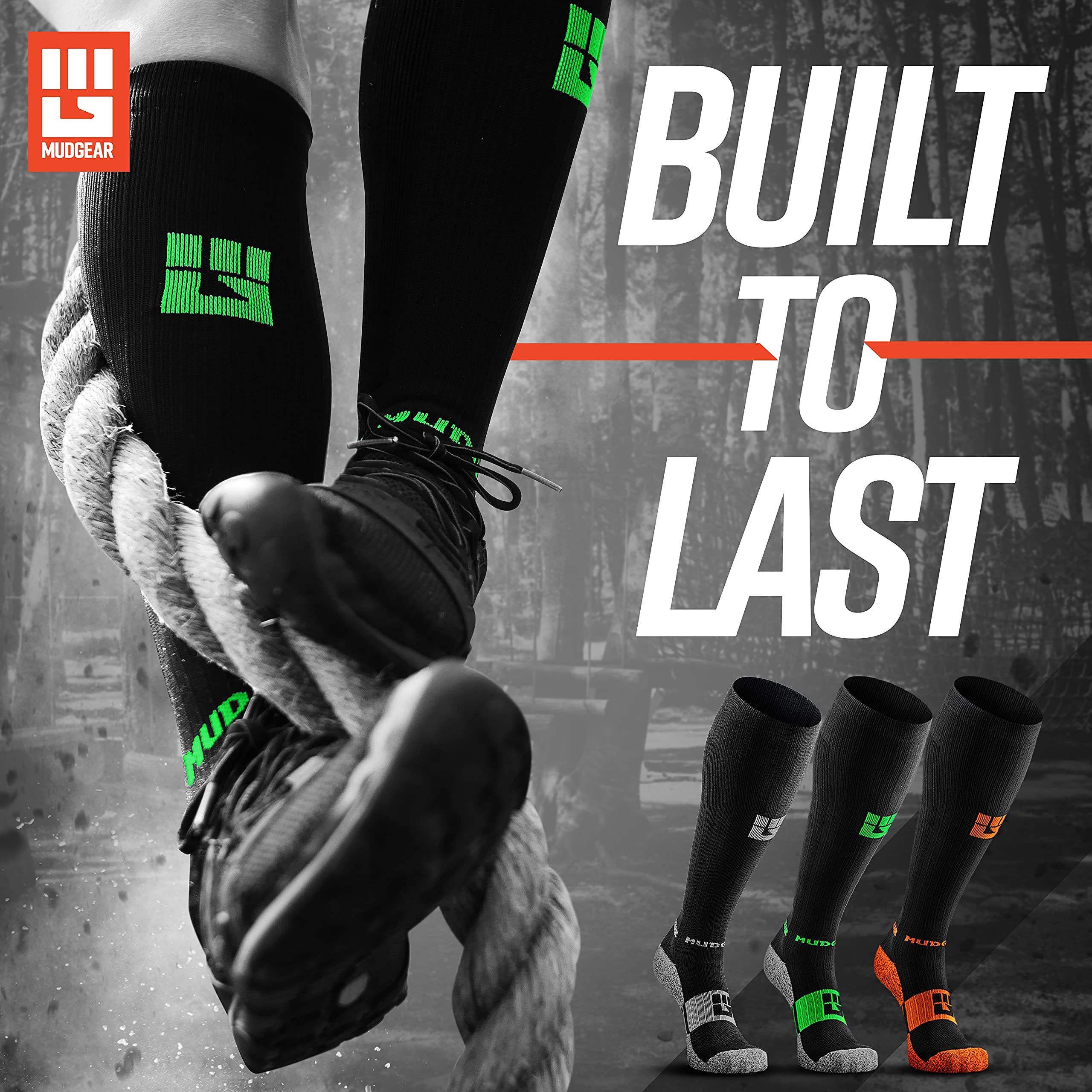 Premium Compression Socks 3-Pack for Running, Hiking & Recovery - Medium Size (Black/Gray, Black/Green, Black/Orange) - Improve Circulation & Reduce Swelling for Athletes, Travelers & Nurses