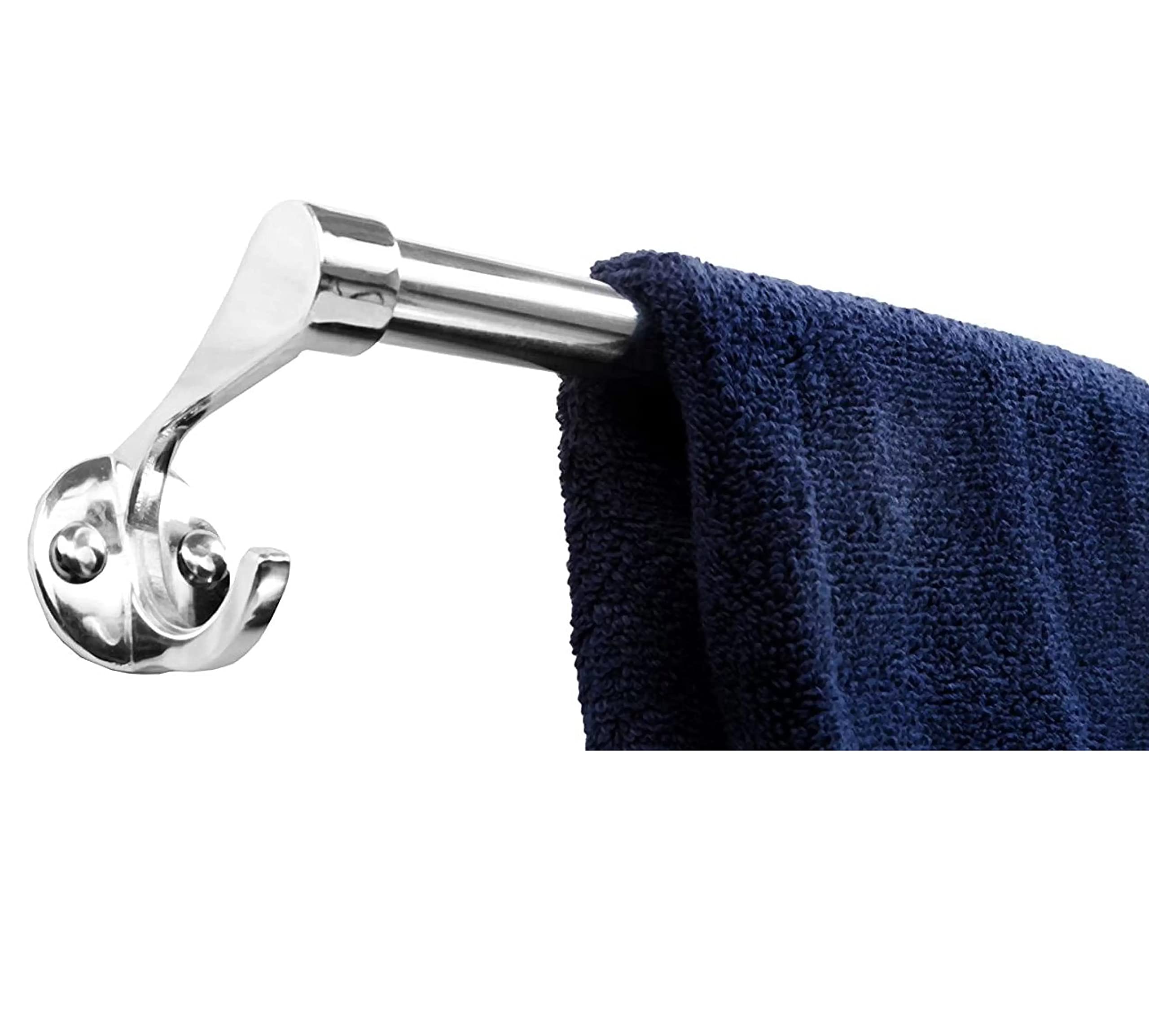 Premium 24 Inch Stainless Steel Towel Bar - Chrome Finish Bathroom Towel Rack with Strong Mounting - Space Saving Bathroom Accessories for Hand Towels, Washcloths & Robes (1 Pack) - Perfect for Bathrooms, Kitchens & Laundry Rooms