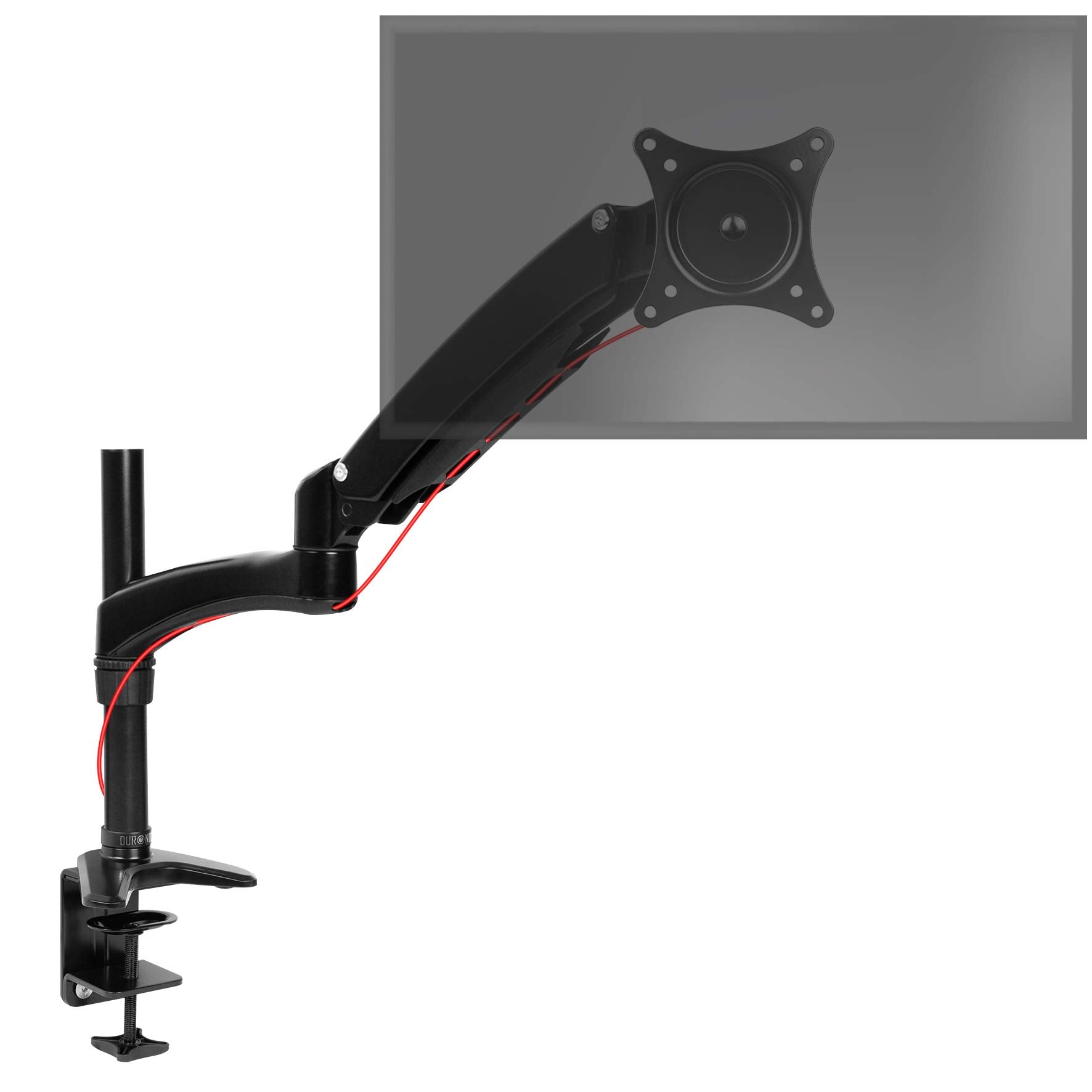 Duronic DM551X2 Single Monitor Arm Stand - Adjustable Aluminum Desk Mount for 15-27