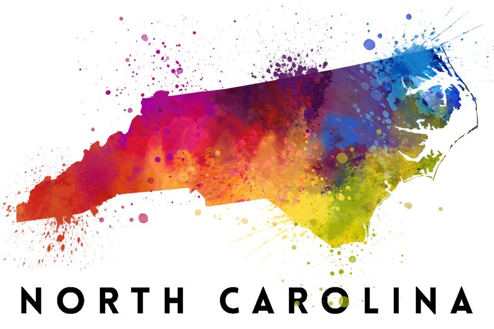 North Carolina State Abstract Watercolor Art Print - 12x18 Inch Wall Decor Poster for Living Room, Bedroom & Office | Modern Home & Office Decoration