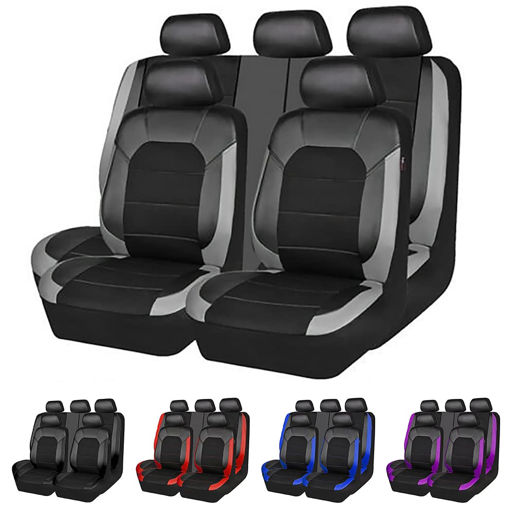 Premium PU Leather & Cloth Car Seat Covers for Mazda 6 (2006-2018) & Mazda6 Kombi - 5-Seat Set, Comfortable & Durable Front Seat Protectors in Gray - Perfect for Daily Commuting, Road Trips & Family Travel
