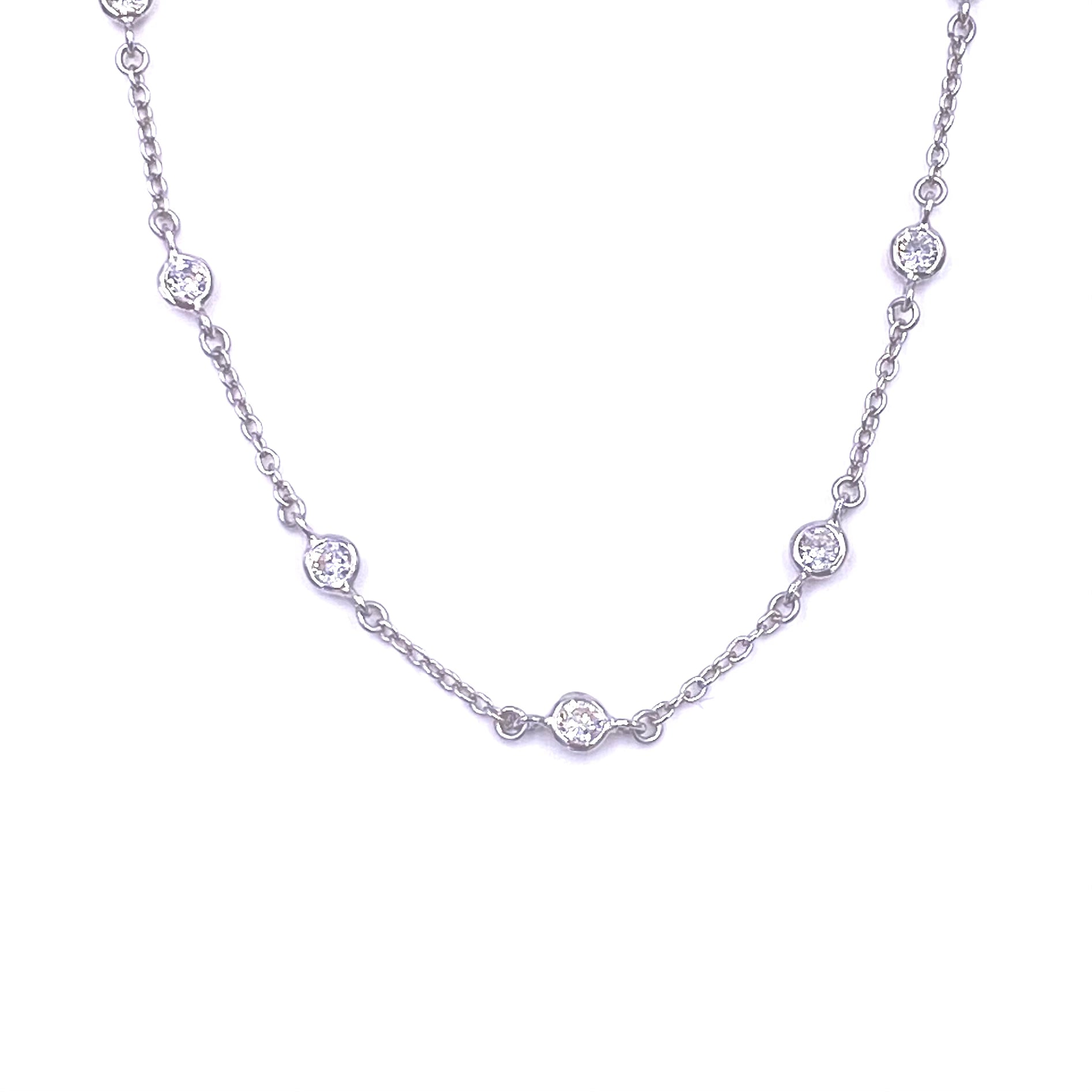 Ashley Gold Sterling Silver Mini CZ By The Yard Necklace - Dainty Layering Chain for Everyday Wear & Special Occasions