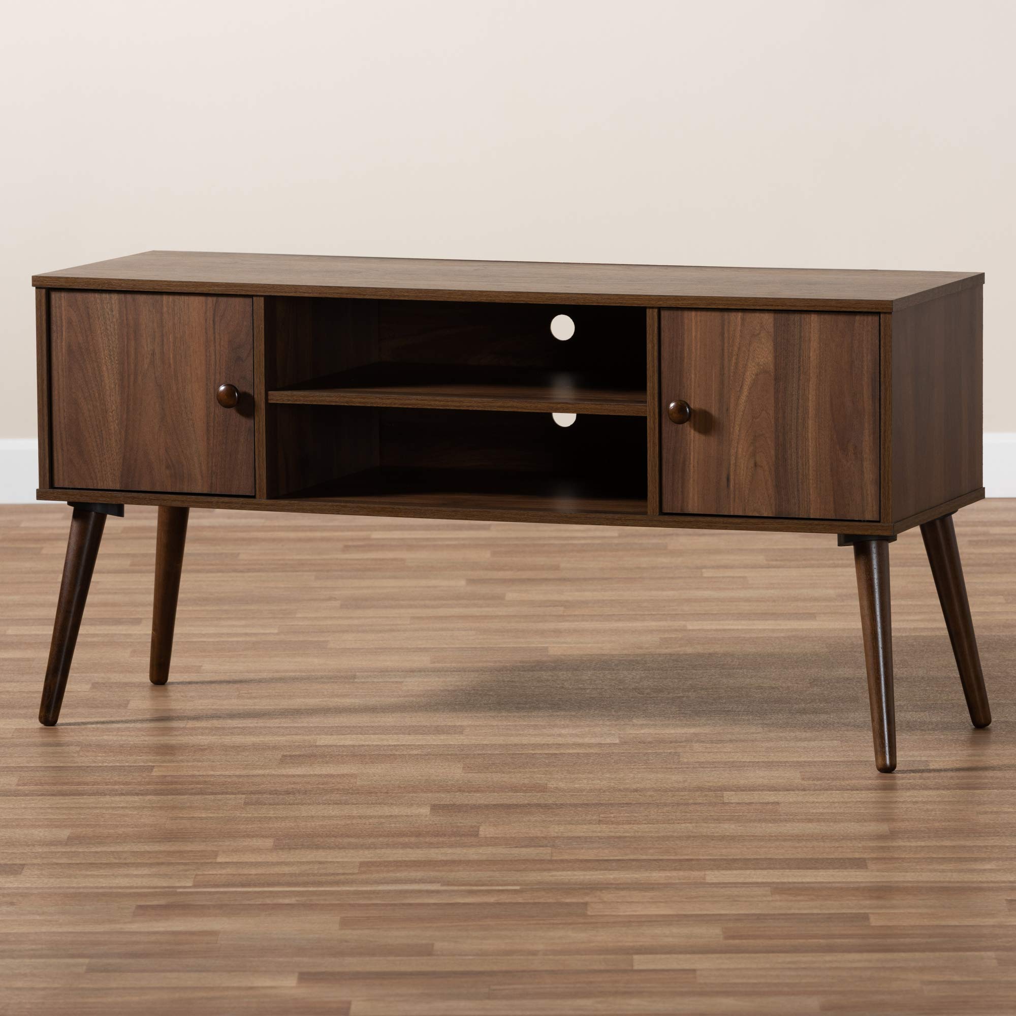 Baxton Studio Modern TV Stand - Walnut Finish, 1 Size - Perfect for Living Room, Bedroom & Home Theater Setup