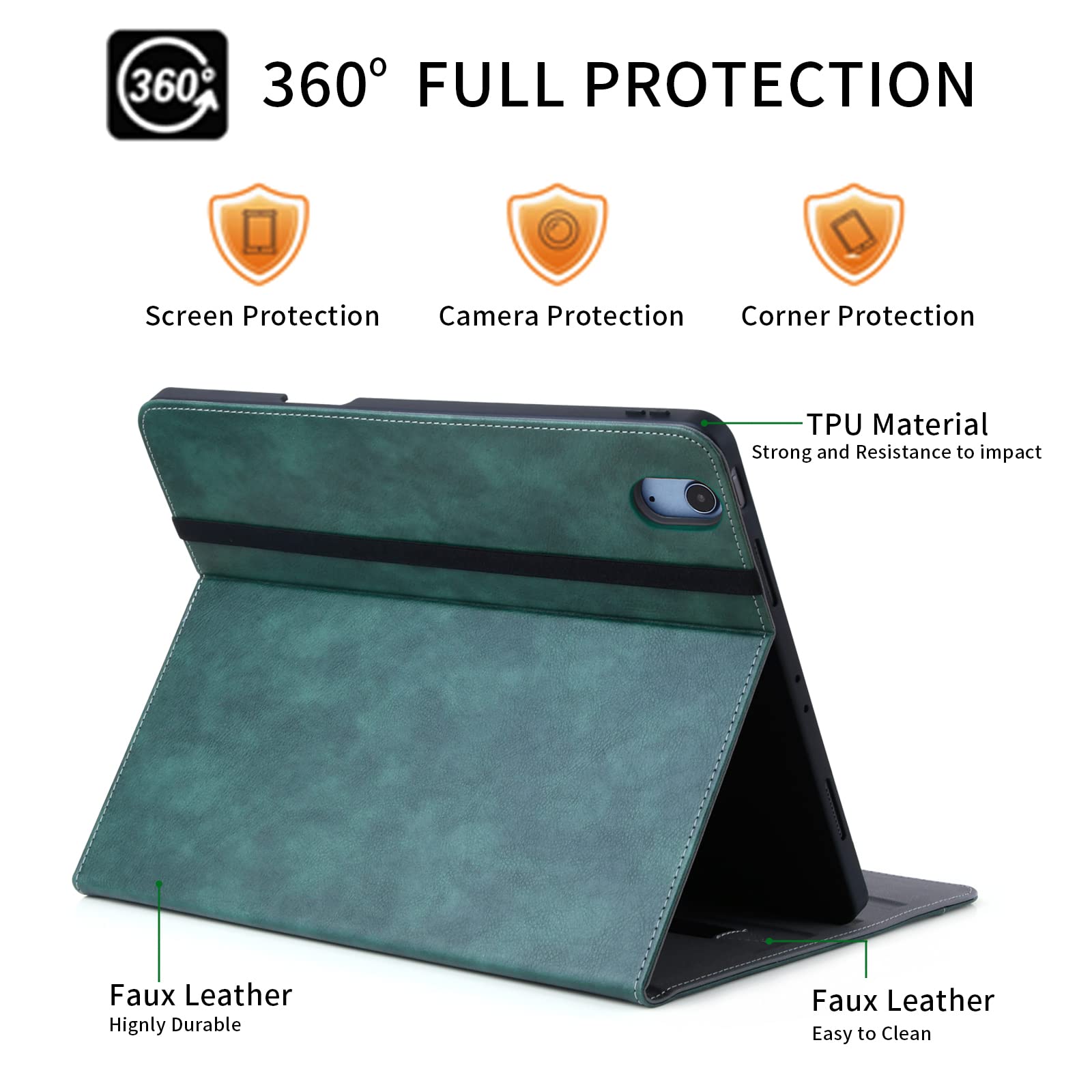 HFcoupe iPad Air Case 6th Generation 11 inch & 10.9 inch - Compatible with iPad Air 5th/4th Gen (2022 & 2020 Models) - Book Style Protective Cover with Apple Pencil Holder, Storage Pocket & Auto Wake/Sleep Feature - Perfect for Work, School & Travel - Green