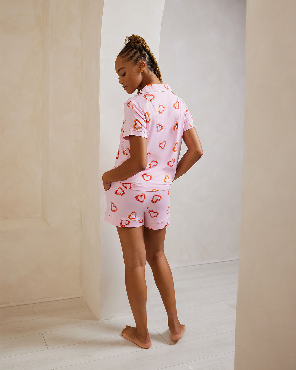 Cute Shrimp Print Short Sleeve Pajama Set for Women - Summer Sleepwear, Loungewear & Vacation Outfit