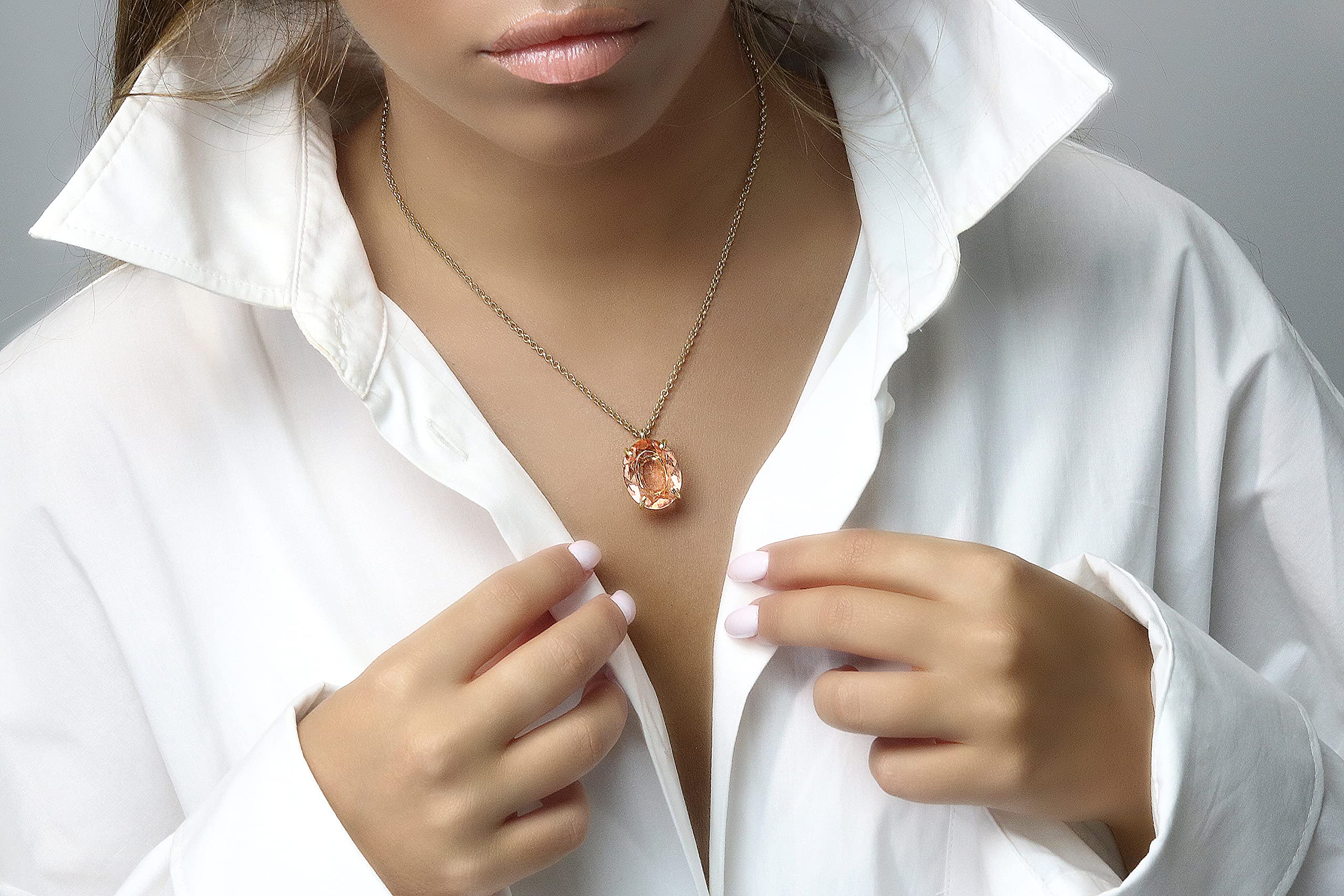 Morganite Pendant Necklace - Handmade Bridal Jewelry with Gift Box - Elegant Fashion Necklace for Weddings, Anniversaries & Special Occasions