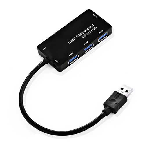 5Gbps High-Speed USB 3.0 4-Port Hub with Power Adapter - Expand Connectivity for Laptop, PC, Gaming & Office Setup