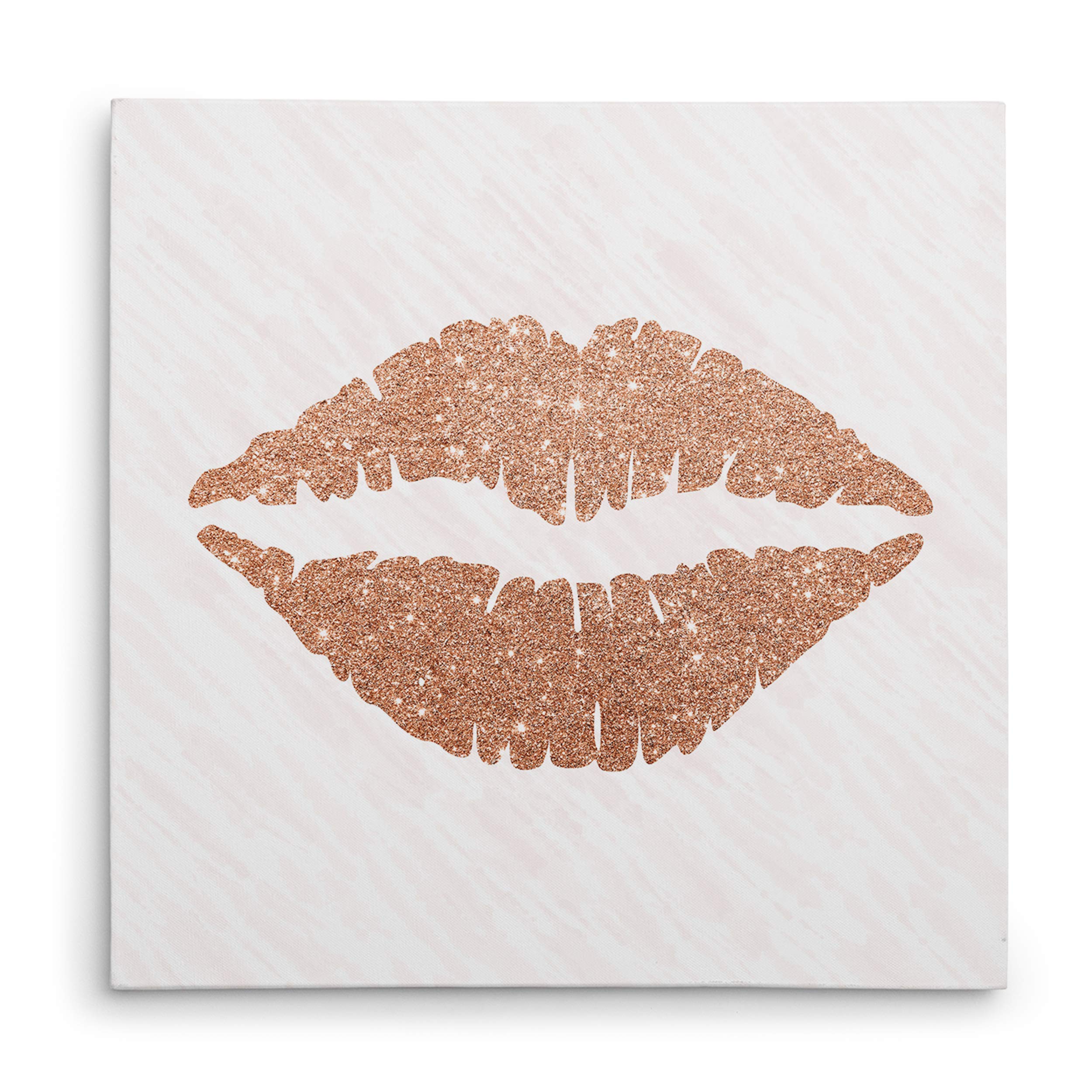 Wexford Home Rose Gold Kiss Gallery Wrapped Canvas Wall Art - Modern Abstract Painting for Living Room, Bedroom & Office Decor